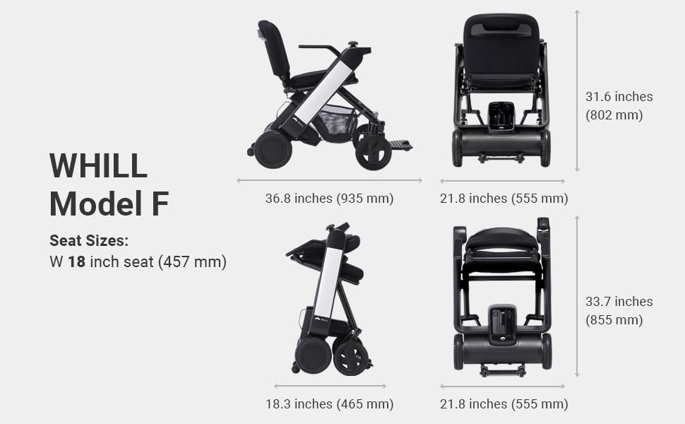 WHILL Model F Power Chair - Convenience and Performance - with Foldable Design, Smart Technology, and Remote Control via App - A Perfect Mobility Solution for Adults and Elderly. - Red (One Size)