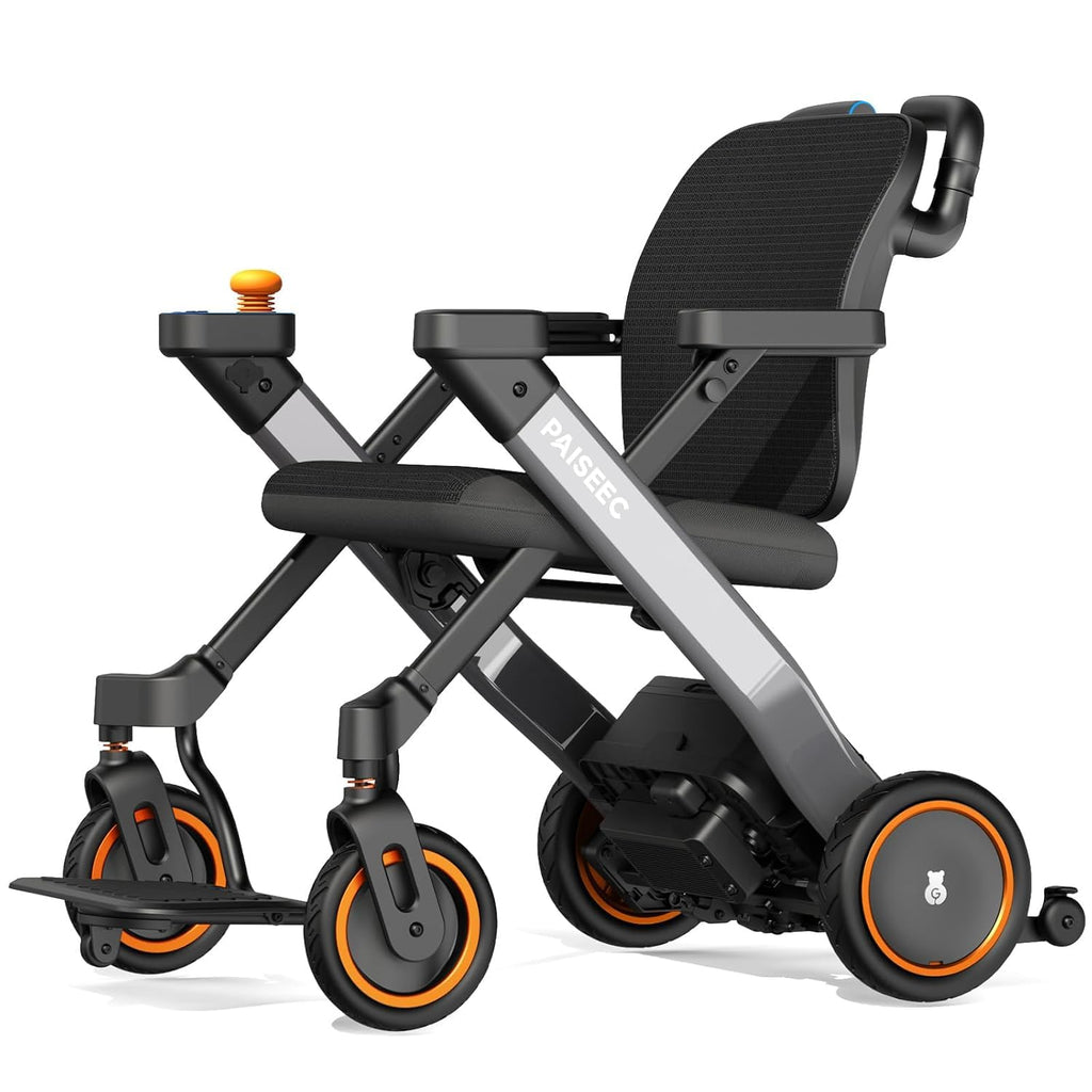 Paiseec Electric Wheelchair, Lightweight Foldable Powered Mobility Chair for Adults, 16 Miles Range, Folding Wheelchair, Push-Assist Technology, Works as Rollator