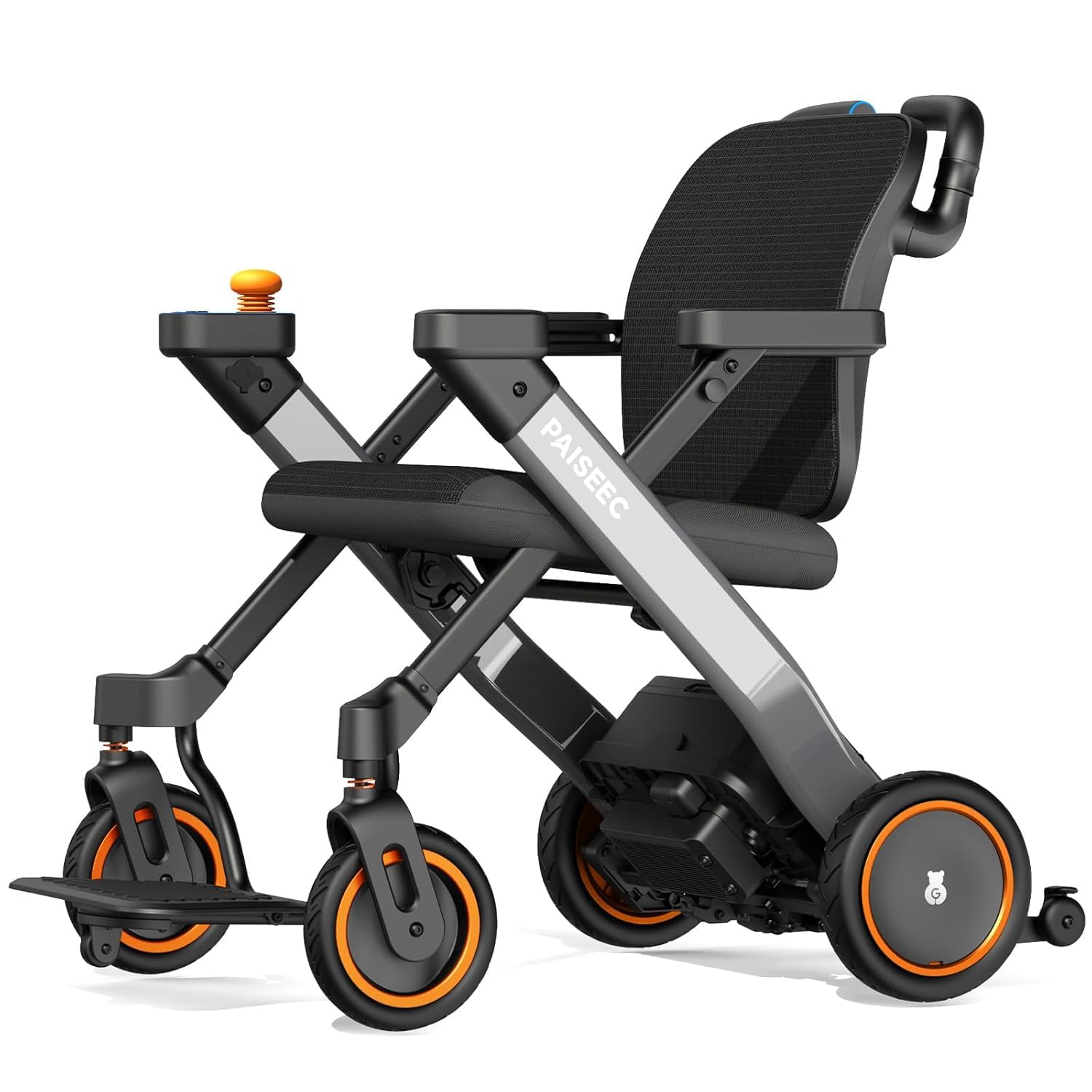 Paiseec Electric Wheelchair, Lightweight Foldable Powered Mobility Chair for Adults, 16 Miles Range, Folding Wheelchair, Push-Assist Technology, Works as Rollator