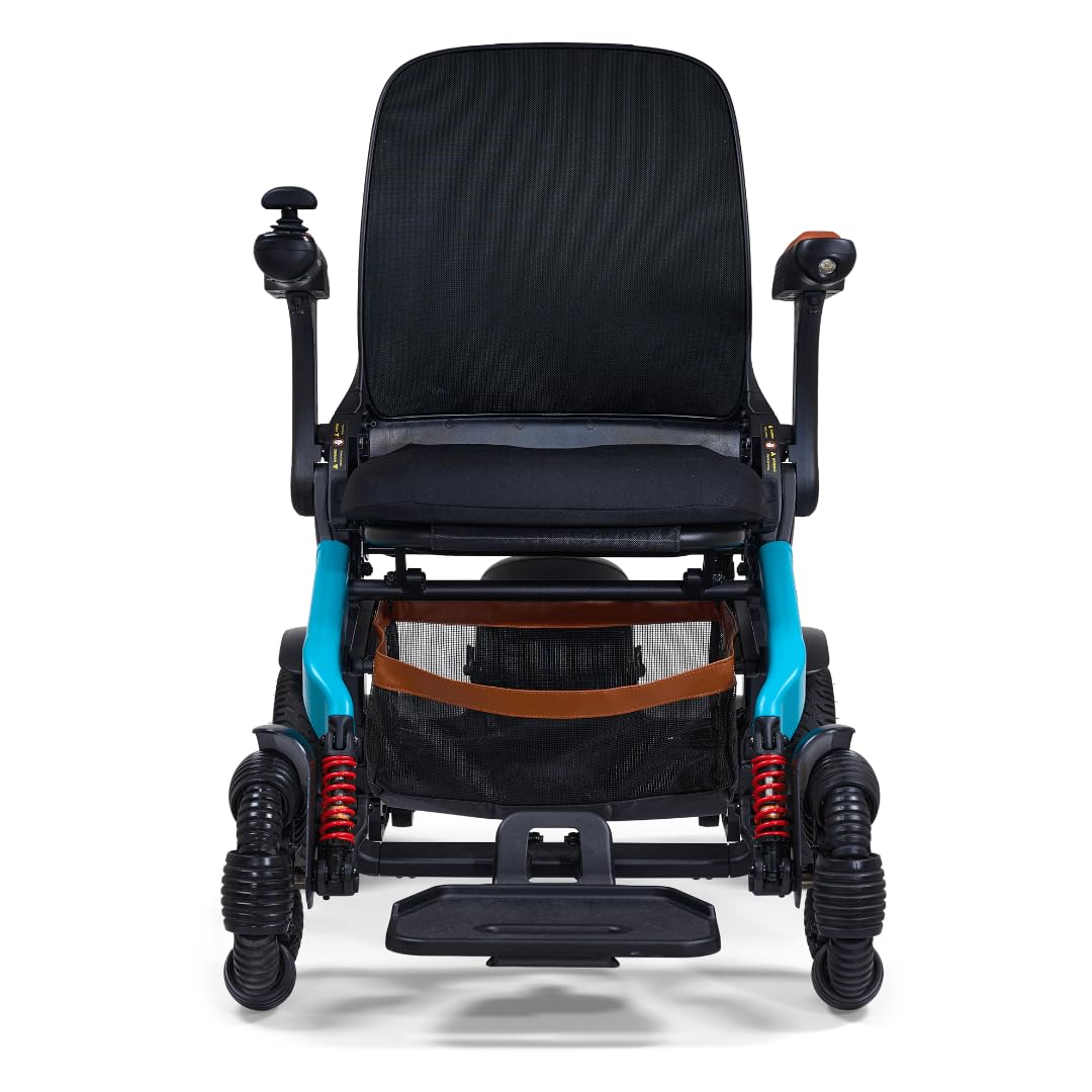 Golden Technologies Ally Pro Foldable Power Wheelchair w/ 10-inch Omni-Directional Front Wheels - Airline Approved - Suspension - 37" Turning Radius - Smart Control Mobile App (Teal)