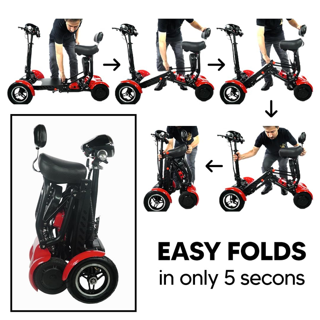 MAJESTIC BUVAN MS-3000 Electric Scooter for Adults, Foldable 4-Wheeler with 16 Miles Range, 12 mph Speed, Black, Modern Style