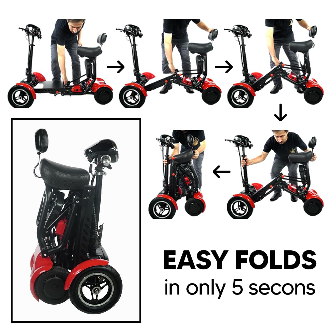 MAJESTIC BUVAN MS-3000 Electric Scooter for Adults, Foldable 4-Wheeler with 16 Miles Range, 12 mph Speed, Black, Modern Style
