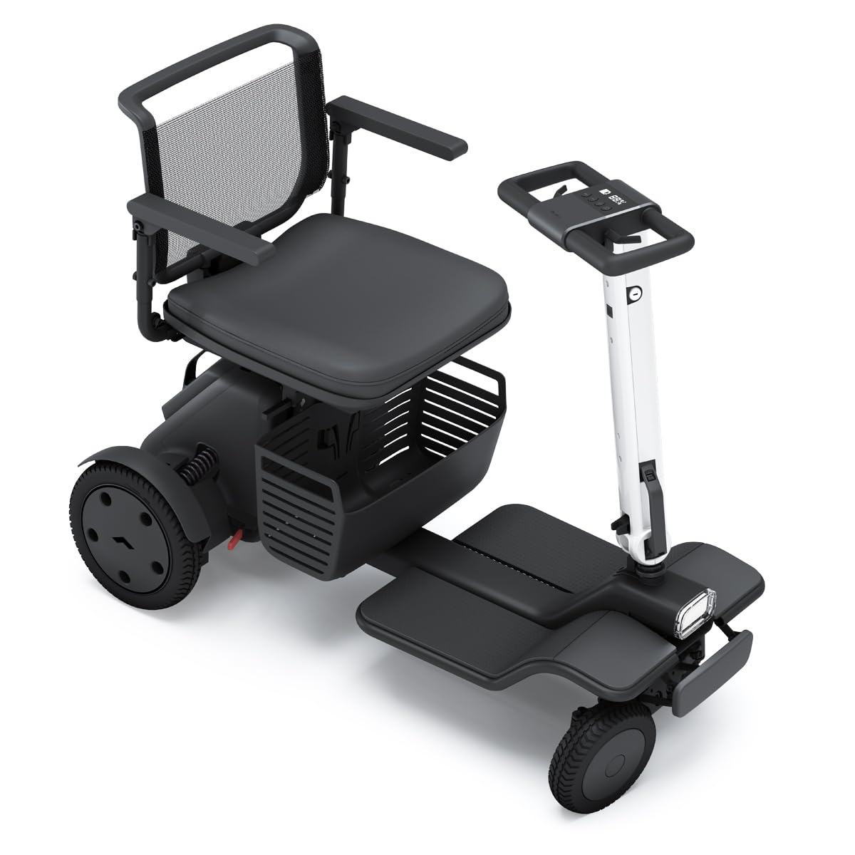 WHILL Model R 4-Wheel Scooter - White, Portable, Electric, Li-ion Battery, 300 LB Weight Capacity, Air Travel Friendly, 4-Point Suspension w/Stabilization Technology. Zero Turn