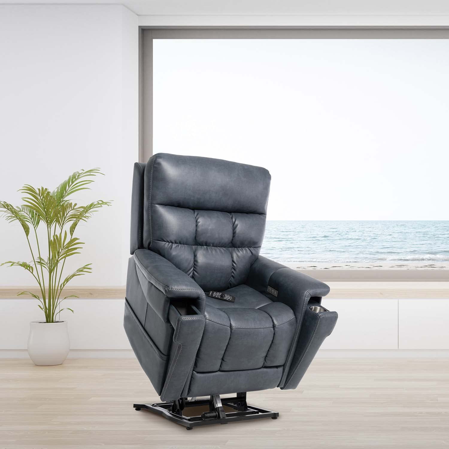Pride Mobility VivaLift Ultra PLR4955S Electric Power Lift Recliner Chair | Capriccio Fabrics Power Assist Lift Sofa for Elderly, 4-Position, USB Remote, Small