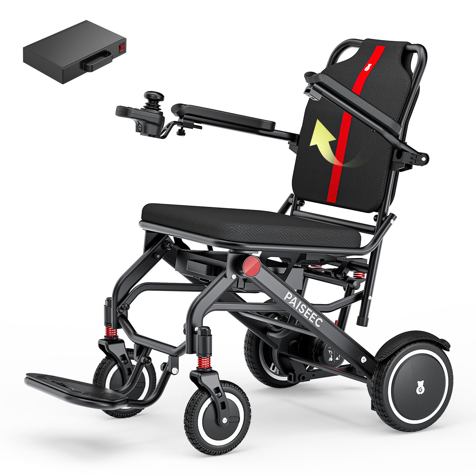 Paiseec Lightweight Electric Wheelchair Foldable, Only 32 lbs, Power Wheelchair for Adults/Seniors, Compact Electric Wheelchair for Travel, Airline Approved, Up to 11 Miles, Outdoor & Indoor