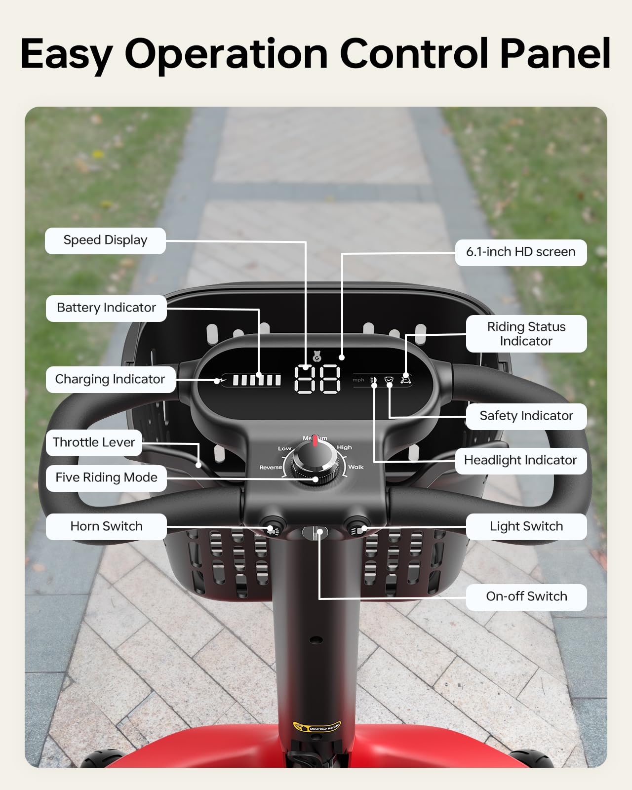 Paiseec Powered Mobility Scooter S3, Removable Battery Foldable Electric Scooter with AI Safety System, Folding Mobility Scooter for Adults Seniors, 25 Miles 6 MPH 300 lbs, All Terrain, Slope Safety