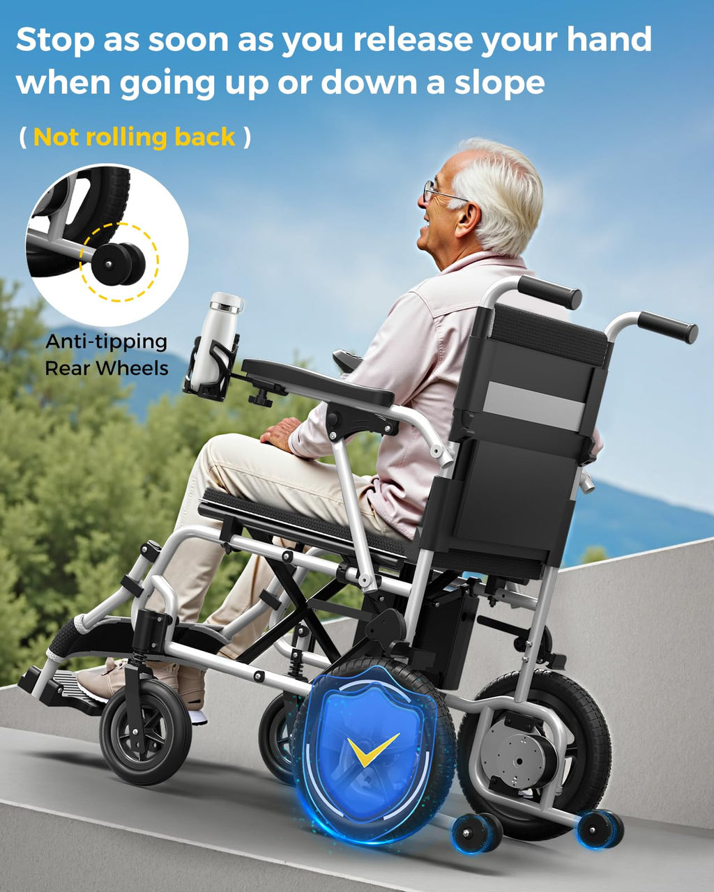 Electric Wheelchairs for Adults Lightweight Foldable, Only 38lbs, Removable Rechargeable Lithium Battery, Compact Wheelchair Electric, All Terrain Motorized Wheelchair for Seniors