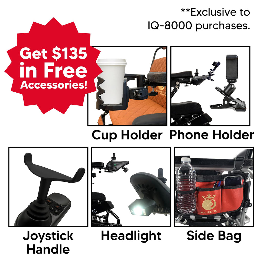 330 lbs Weight Capacity, Long Battery Range, Electric Wheelchairs for Adults, US Based Premium Customer Support, Remote Controlled Lightweight Wheel Chair for Seniors, IQ-8000 by Majestic