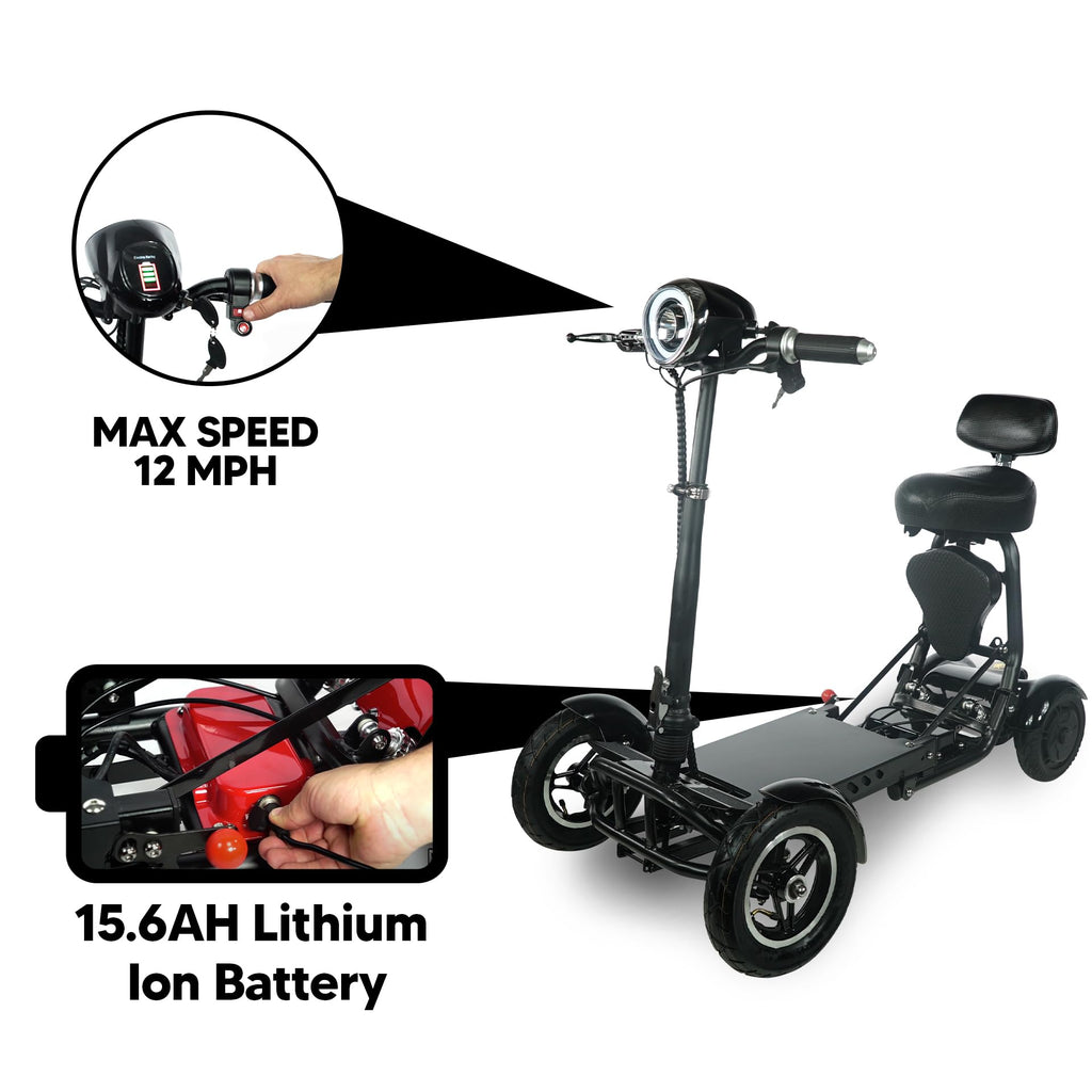 MAJESTIC BUVAN MS-3000 Electric Scooter for Adults, Foldable 4-Wheeler with 16 Miles Range, 12 mph Speed, Black, Modern Style