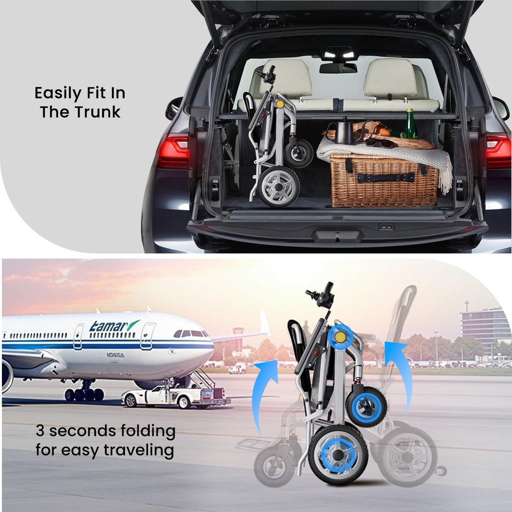 Electric Wheelchair for Adults, 36lb Lightweight Electric Wheelchairs, 3 Seconds Folding Portable Wheelchair for Easy Transport, All Terrain Motorized Wheelchair with 18+ Miles Long Travel Range