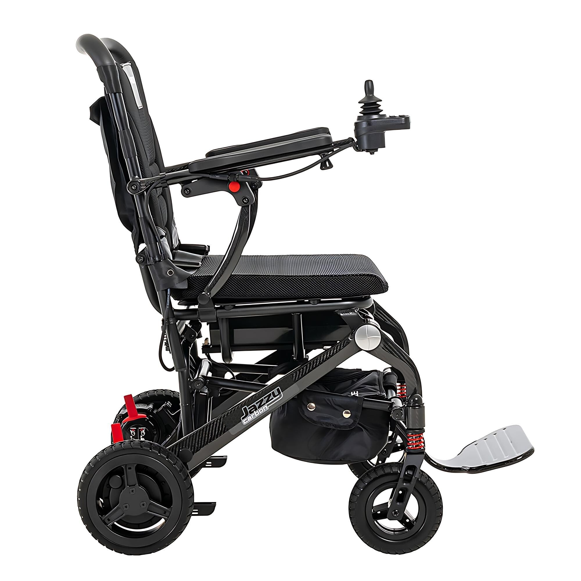 Pride Mobility Jazzy Carbon Power Chair - Electric Wheelchair for Adults, 300 Lbs Weight Capacity, 12 Ah Battery, Black, 17"x17" Black Foam Seat