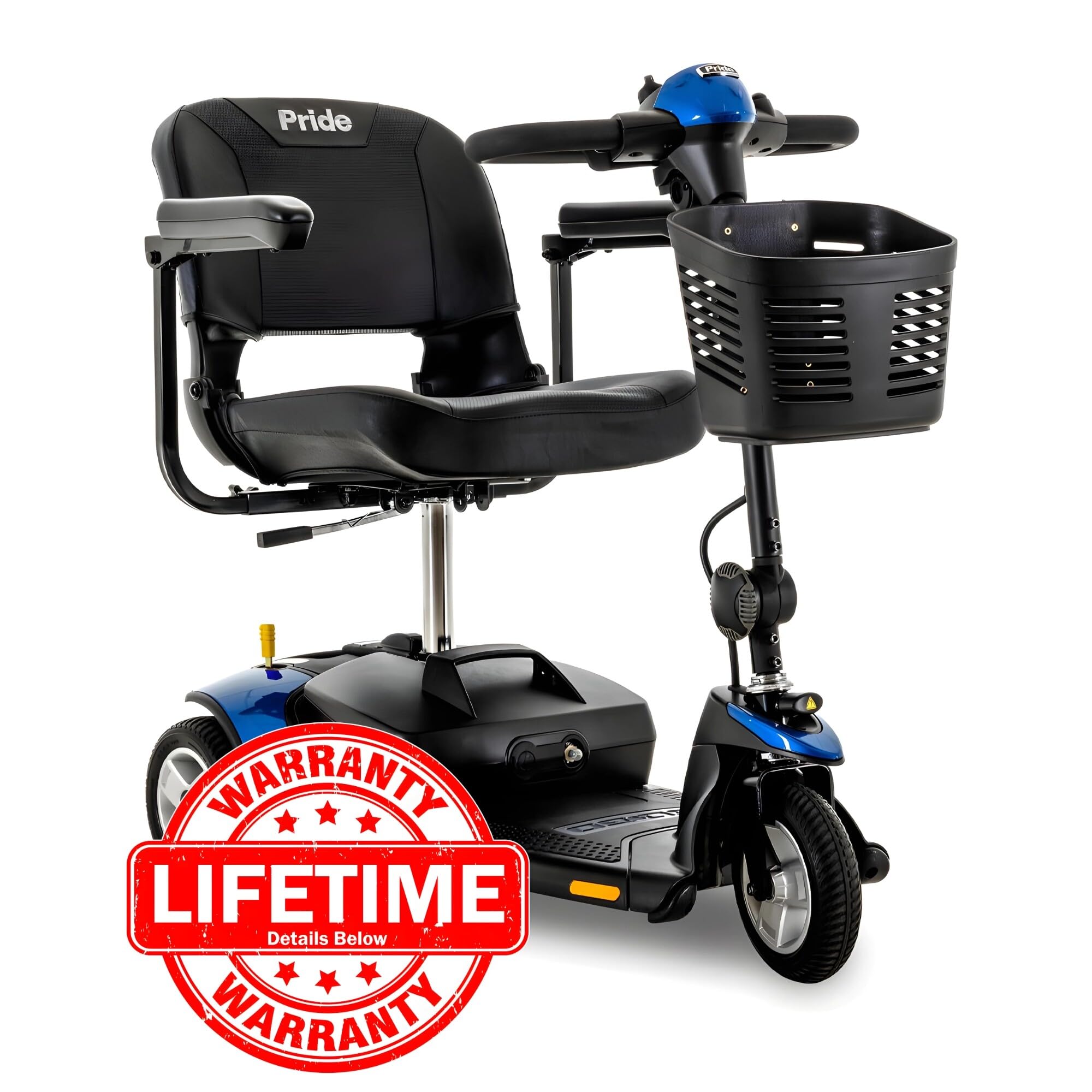 Pride Mobility Go Go Elite Traveller 3-wheel Scooter - Travel Mobility for Adults, 12 Ah Battery, 300 Lbs Weight Capacity, Blue, Seat Dimensions - 17" W x 17" D - SC40E