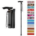 supregear Folding Cane, 5-Level Adjustable Height Walking Stick Lightweight Collapsible Portable Travel Cane with Wrist Strap and T Handle for Elderly Disabled Men Women, Black
