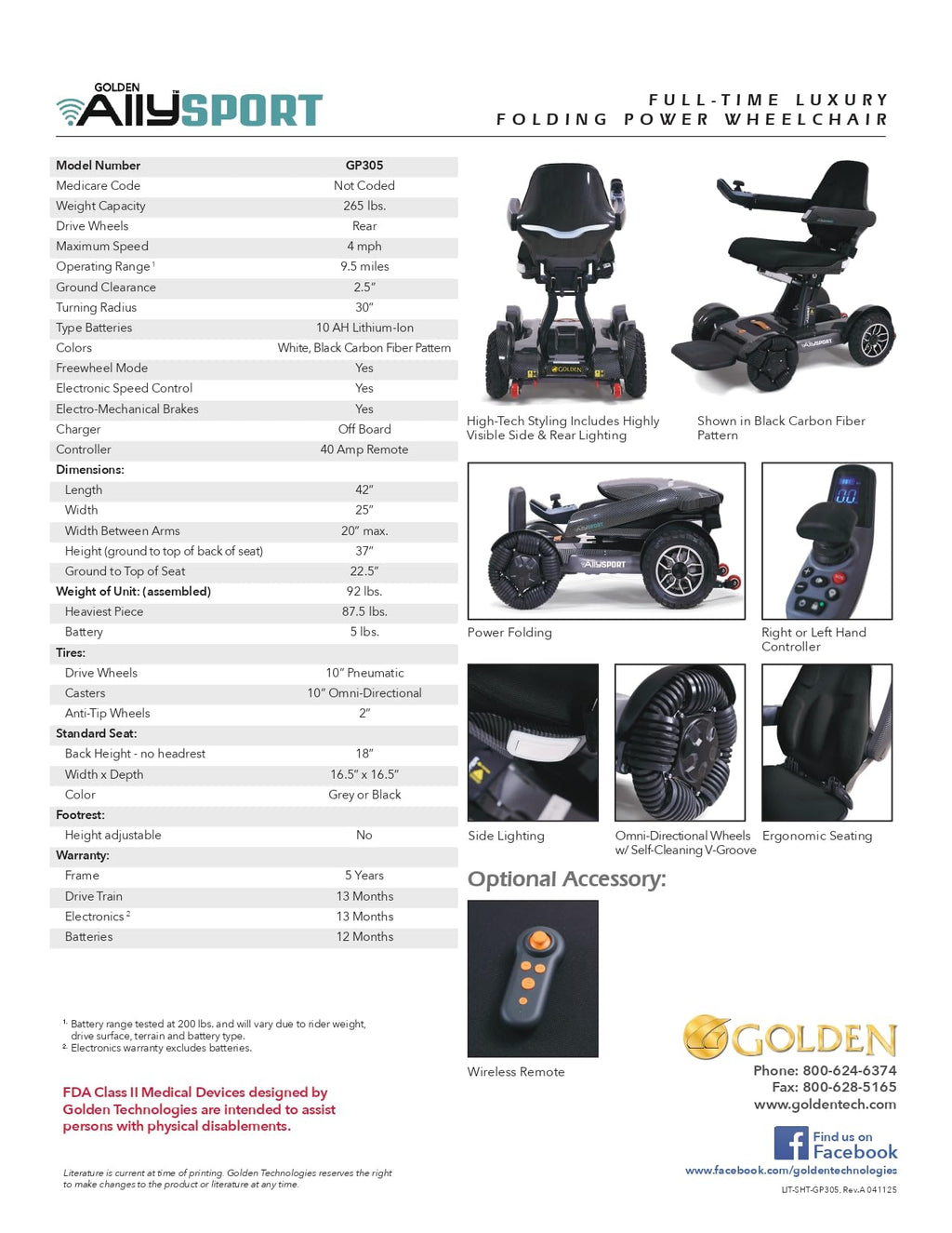Golden Technologies Ally Sport - Automatic Folding Power Wheelchair w/ 10" Omni-Directional Front Wheels - Airline Approved - Suspension - 30" Turning Radius - Smart Control App (White)