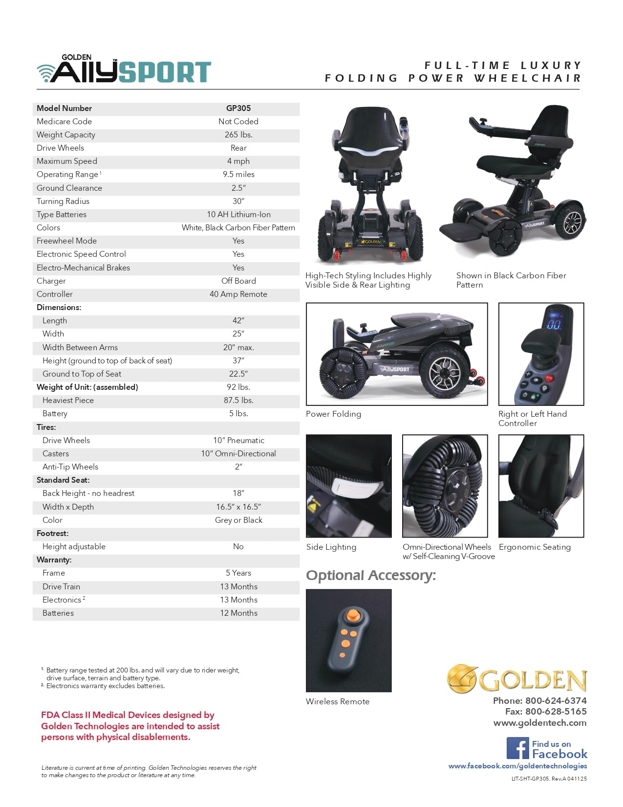 Golden Technologies Ally Sport - Automatic Folding Power Wheelchair w/ 10" Omni-Directional Front Wheels - Airline Approved - Suspension - 30" Turning Radius - Smart Control App (White)