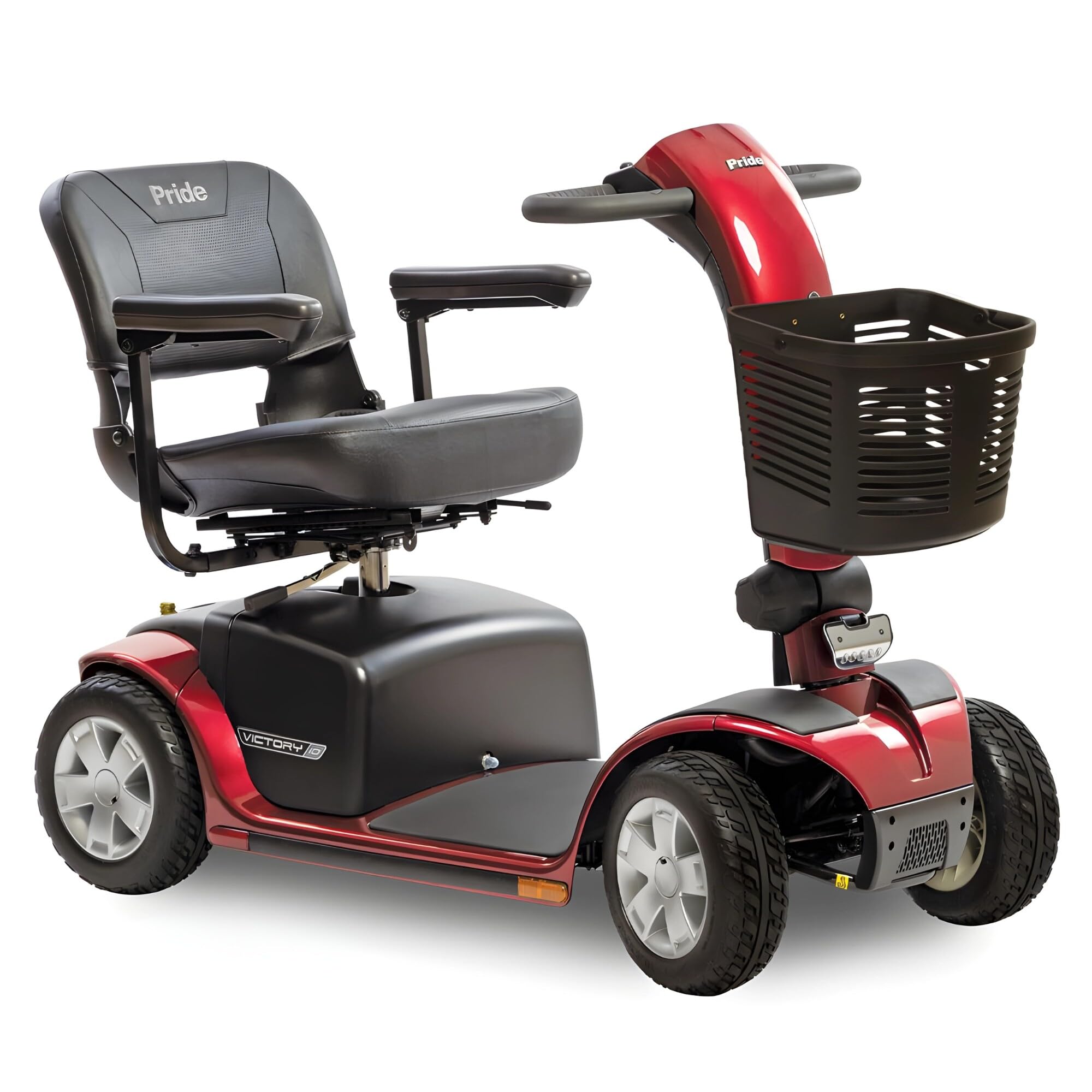 Pride Mobility Victory 10 4-Wheel Scooter - Comfort Mobility for Adults, 40 Ah Battery, 400 Lbs Weight Capacity, Candy Apple Red, 18"x17" Fordable Seat - SC710