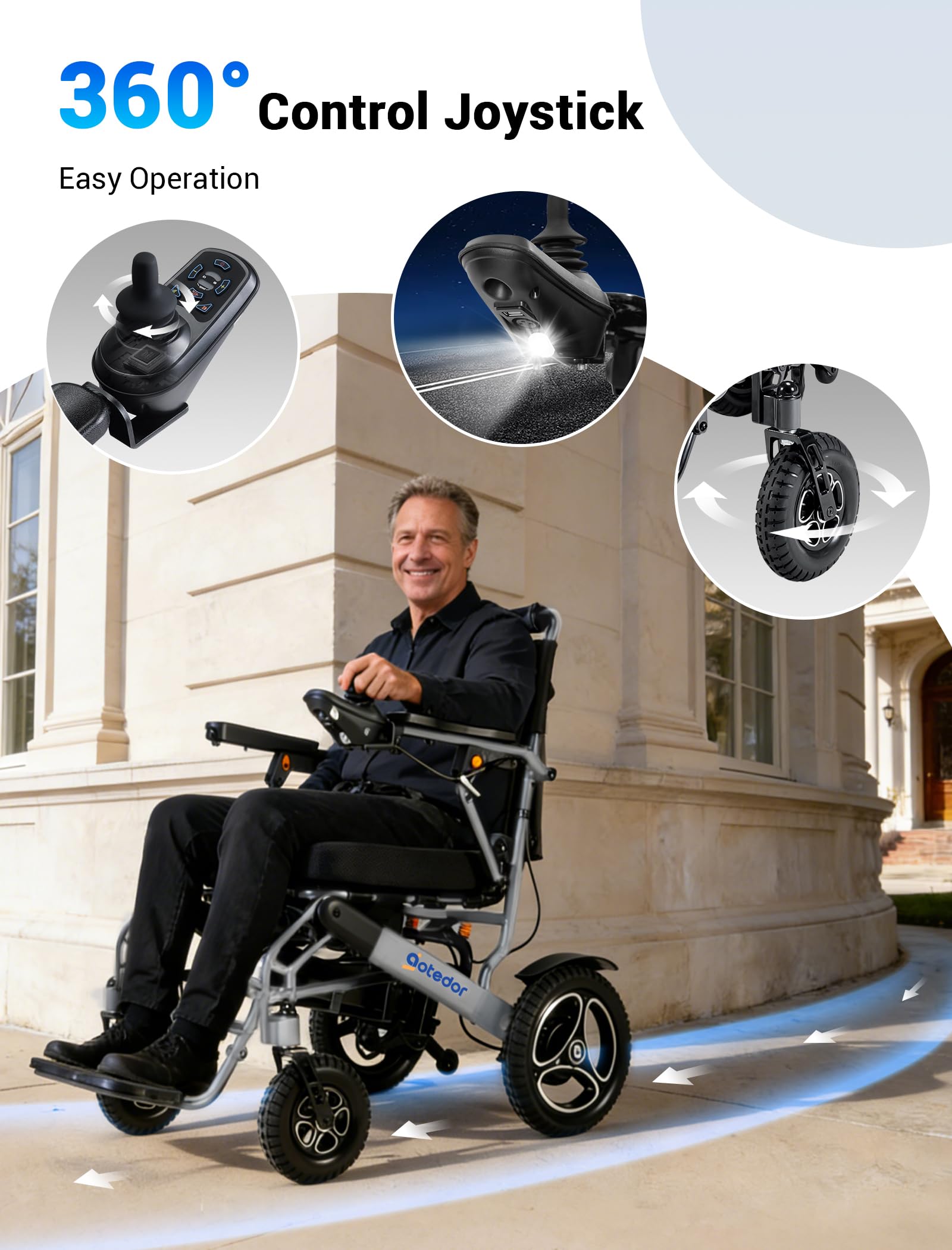 2026 Upgraded Aotedor Electric Wheelchairs for Adults, 35 Mi Long Range with Two Batteries and Dual Brushless Motors, Foldable Power Wheelchair, 330 lbs Capacity Motorized Wheelchair Airline Approved