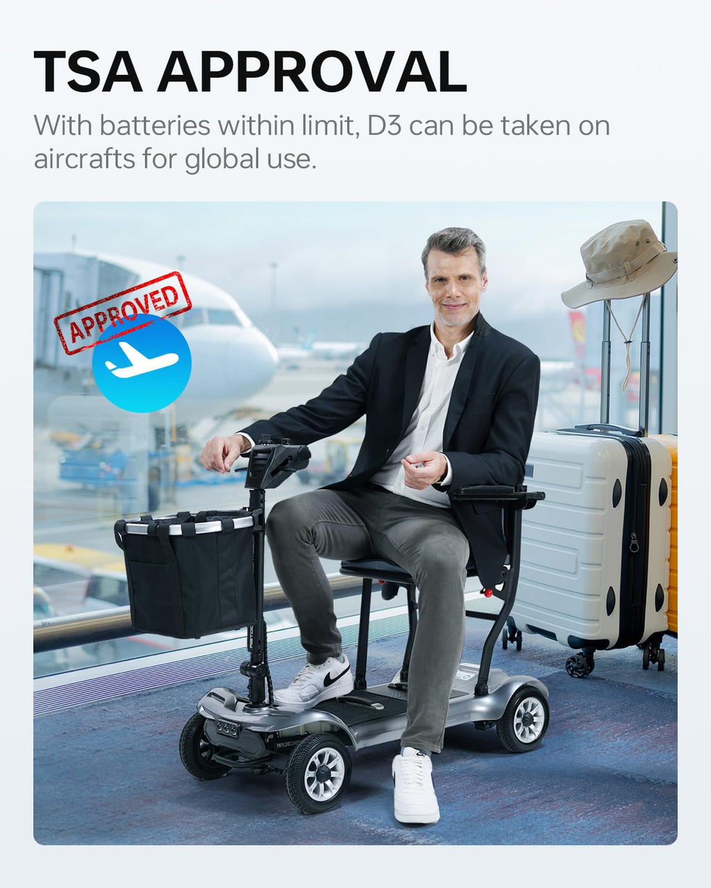 Mobility Scooter PAISEEC D3 Lightweight Mobility Scooter for Senior, 39.7 lbs Folding Mobility Scooters with 2 Batteries, All Terrain Travel Scooter up to 18.6 Miles Airline Approved Mobility Scooters