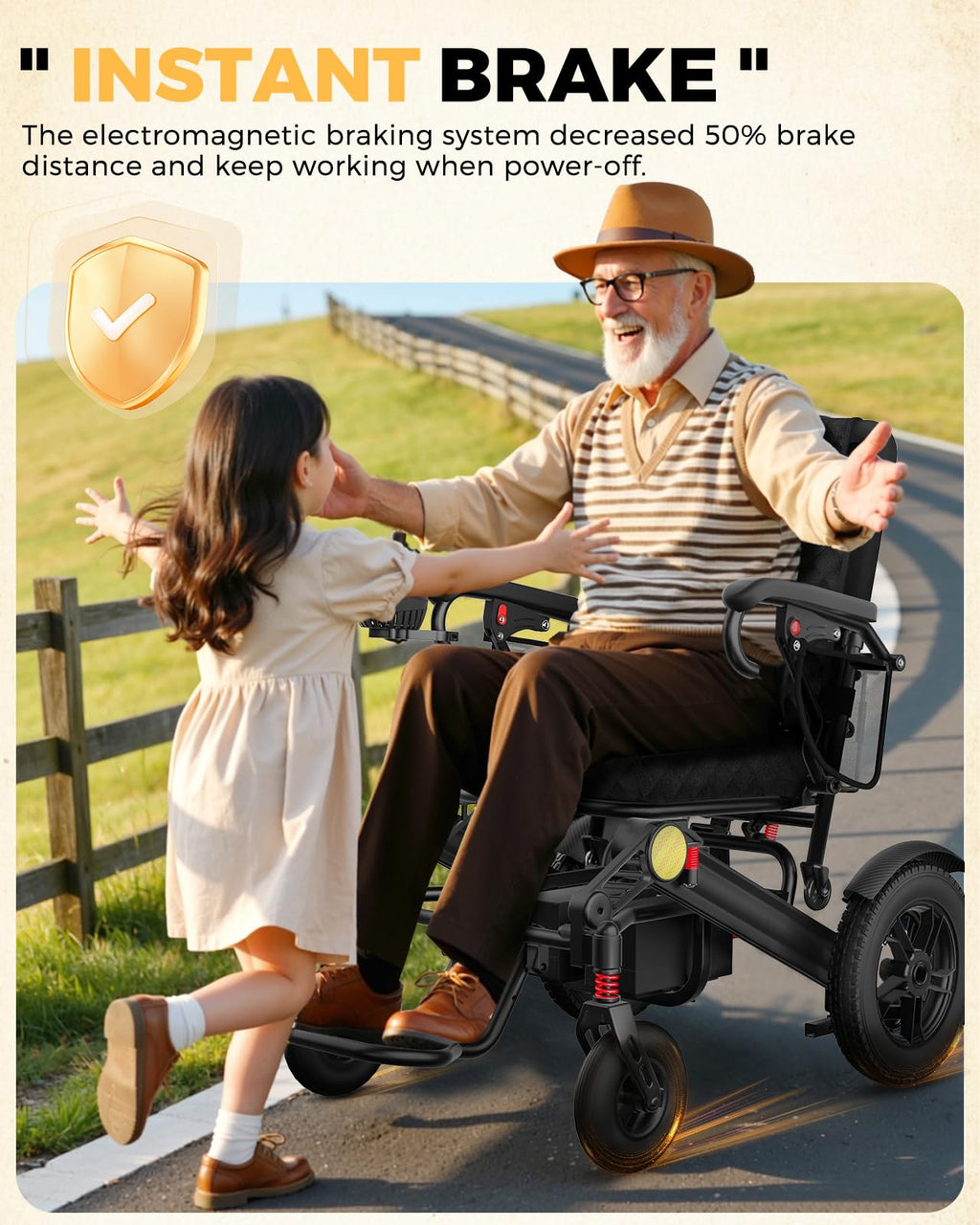 Electric Wheelchair for Adults, 25+ Miles Travel Range High Tech Electric Wheelchairs Support 350LB, 3 Seconds Folding Portable Wheelchair for Transport, All Terrain 500W Motorized Wheelchair