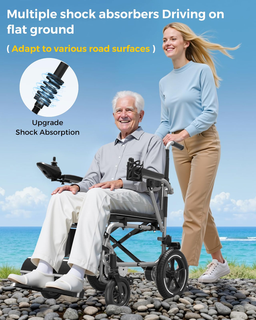 Electric Wheelchairs for Adults Lightweight Foldable, Only 38lbs, Removable Rechargeable Lithium Battery, Compact Wheelchair Electric, All Terrain Motorized Wheelchair for Seniors