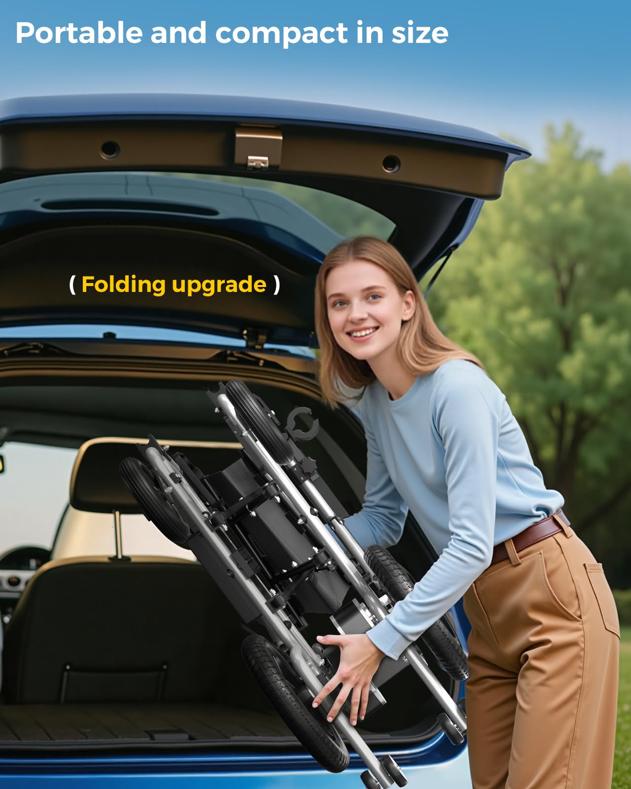 Electric Wheelchairs for Adults Lightweight Foldable, Only 38lbs, Removable Rechargeable Lithium Battery, Compact Wheelchair Electric, All Terrain Motorized Wheelchair for Seniors