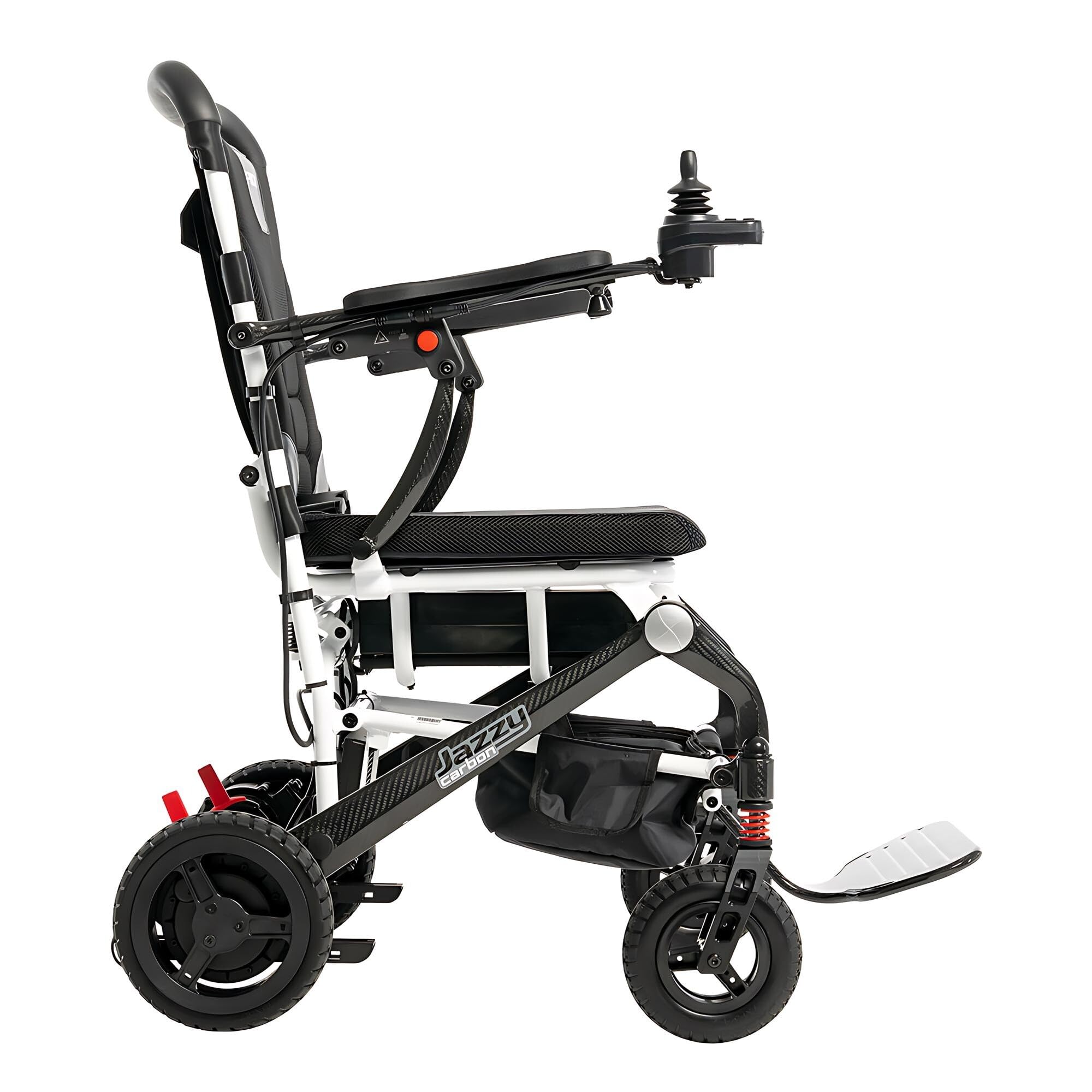 Pride Mobility Jazzy Carbon Power Chair - Electric Wheelchair for Adults, 300 Lbs Weight Capacity, 12 Ah Battery, White, 17"x17" Black Foam Seat