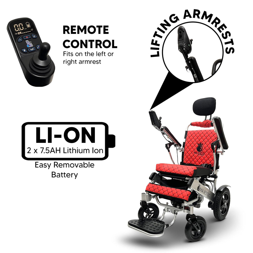 Auto Reclining Electric Wheelchair, 350 lbs Weight Capacity, 19 Miles Battery Range, Electric Wheelchairs for Adults, US Based Support, Remote Controlled Lightweight Wheel Chair, IQ-9000 by Majestic
