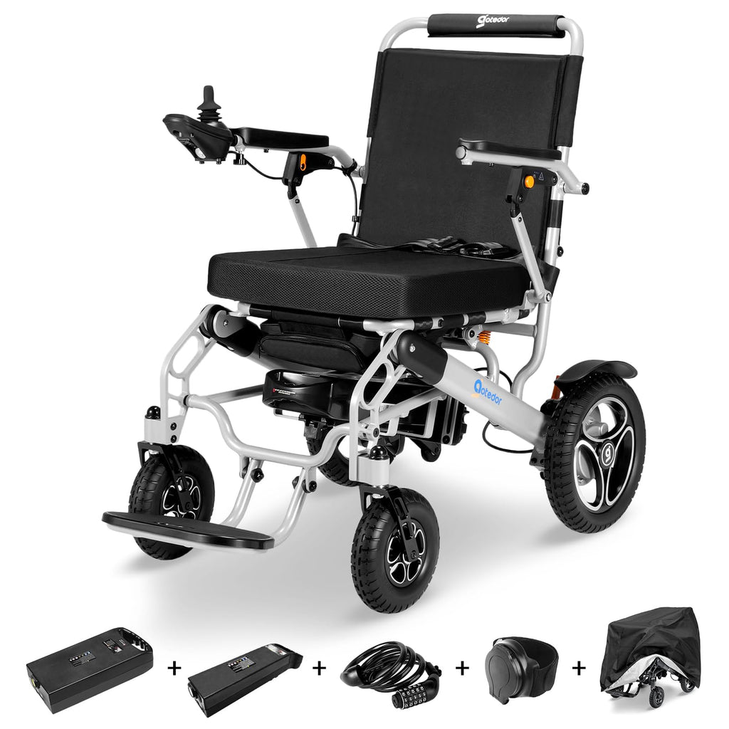 2026 Upgraded Aotedor Electric Wheelchairs for Adults, 35 Mi Long Range with Two Batteries and Dual Brushless Motors, Foldable Power Wheelchair, 330 lbs Capacity Motorized Wheelchair Airline Approved