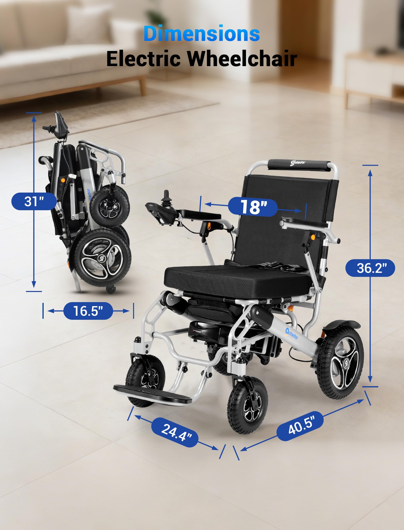 2026 Upgraded Aotedor Electric Wheelchairs for Adults, 35 Mi Long Range with Two Batteries and Dual Brushless Motors, Foldable Power Wheelchair, 330 lbs Capacity Motorized Wheelchair Airline Approved