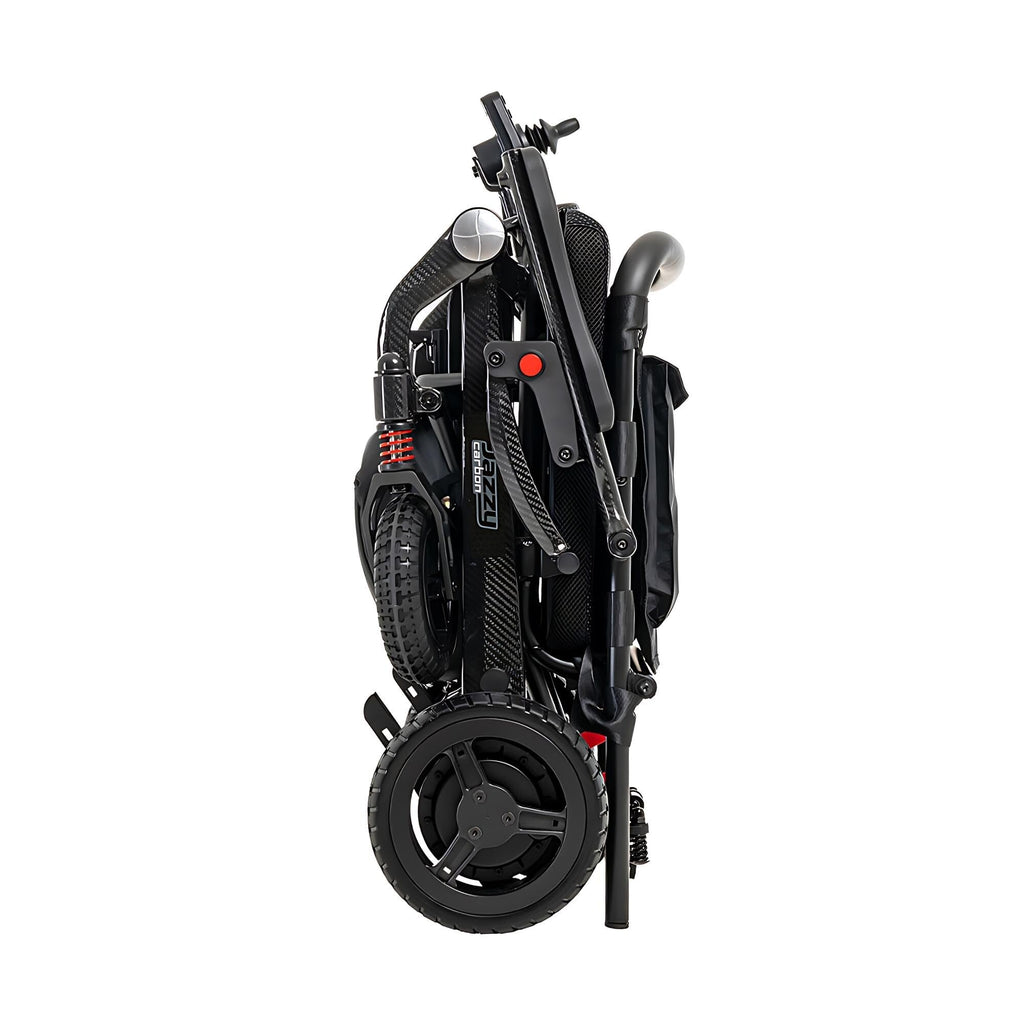 Pride Mobility Jazzy Carbon Power Chair - Electric Wheelchair for Adults, 300 Lbs Weight Capacity, 12 Ah Battery, Black, 17"x17" Black Foam Seat