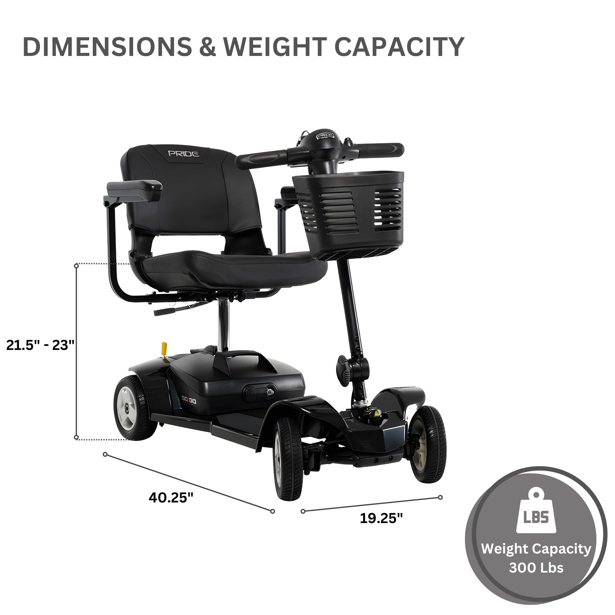Pride Mobility Go Go Ultra X 4-wheel Scooter - Travel Mobility for Adults, 12 Ah Battery, 300 Lbs Weight Capacity, Seat Dimensions - 17"" W x 17"" D - S49, Black