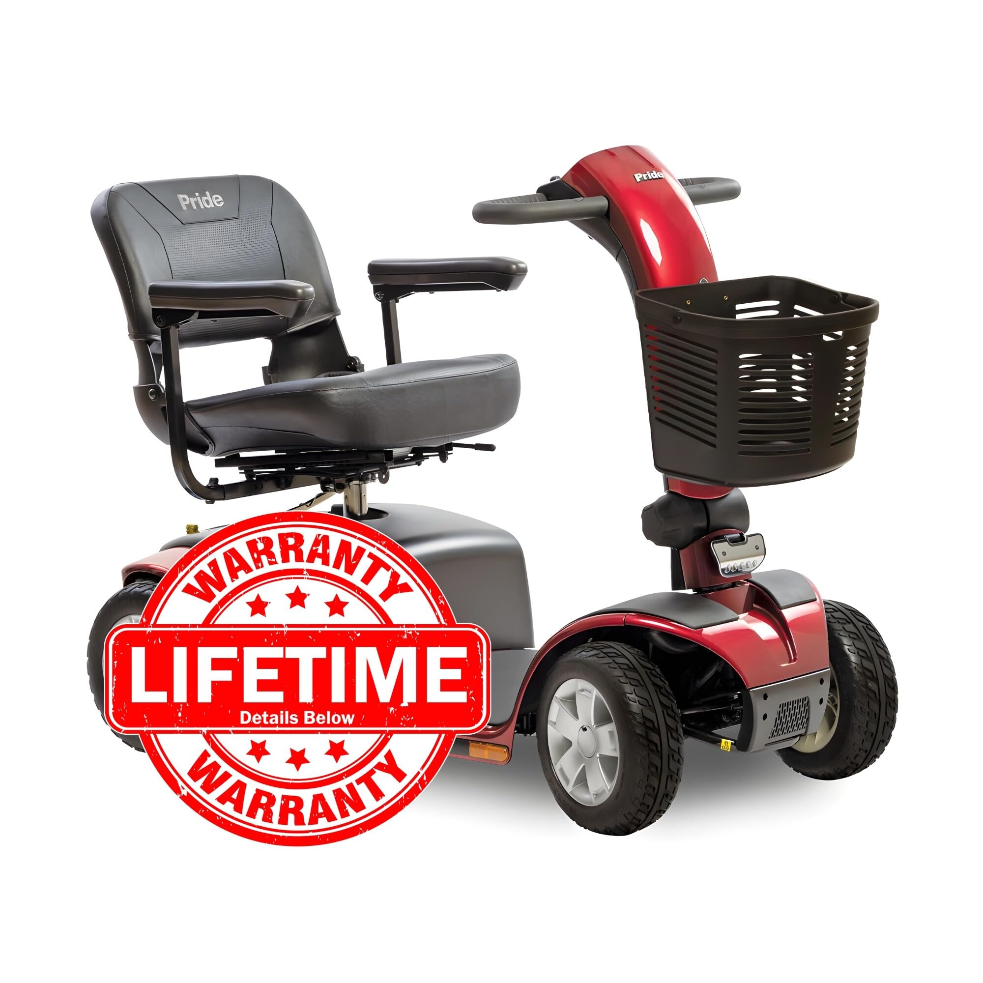 Pride Mobility Victory 10 4-Wheel Scooter - Comfort Mobility for Adults, 40 Ah Battery, 400 Lbs Weight Capacity, Candy Apple Red, 18"x17" Fordable Seat - SC710