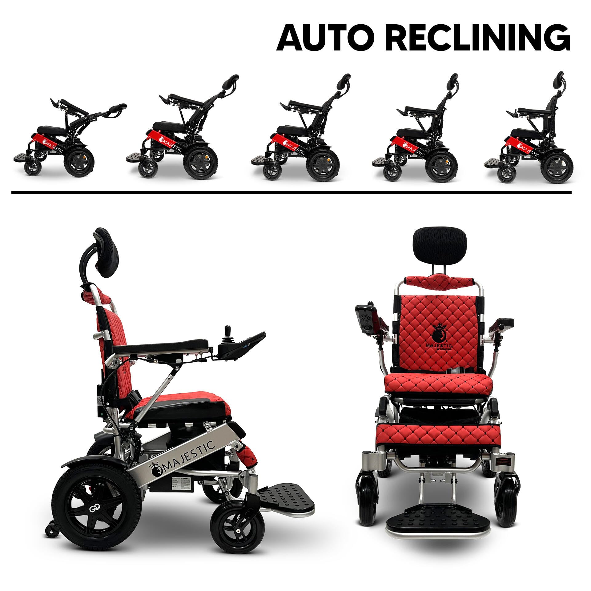 Auto Reclining Electric Wheelchair, 350 lbs Weight Capacity, 19 Miles Battery Range, Electric Wheelchairs for Adults, US Based Support, Remote Controlled Lightweight Wheel Chair, IQ-9000 by Majestic