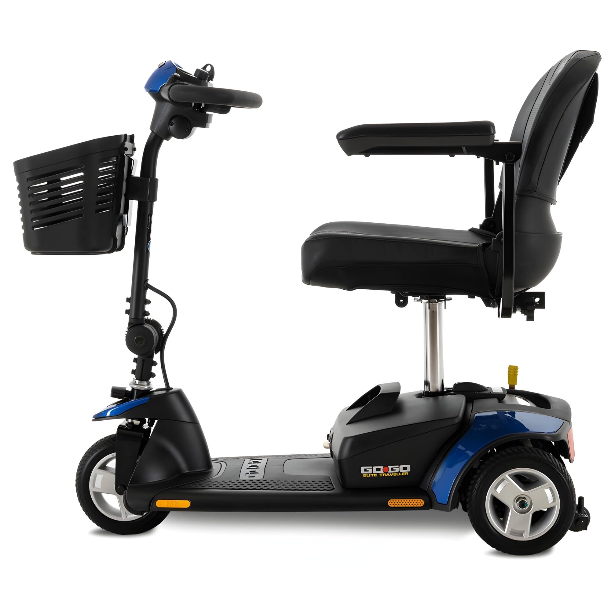 Pride Mobility Go Go Elite Traveller 3-wheel Scooter - Travel Mobility for Adults, 12 Ah Battery, 300 Lbs Weight Capacity, Blue, Seat Dimensions - 17" W x 17" D - SC40E