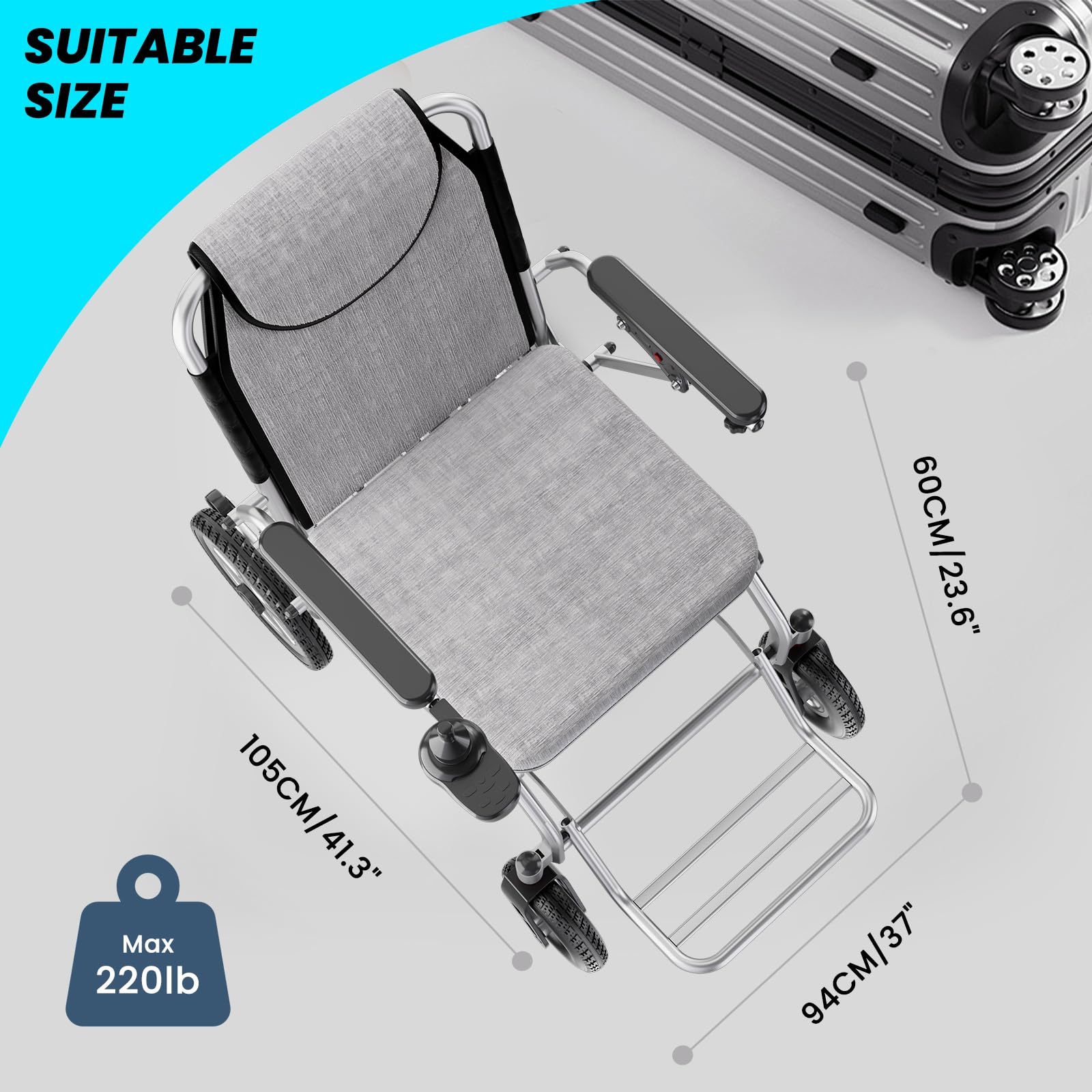 Electric Wheelchair for Adults, 36lb Lightweight Electric Wheelchairs, 3 Seconds Folding Portable Wheelchair for Easy Transport, All Terrain Motorized Wheelchair with 18+ Miles Long Travel Range