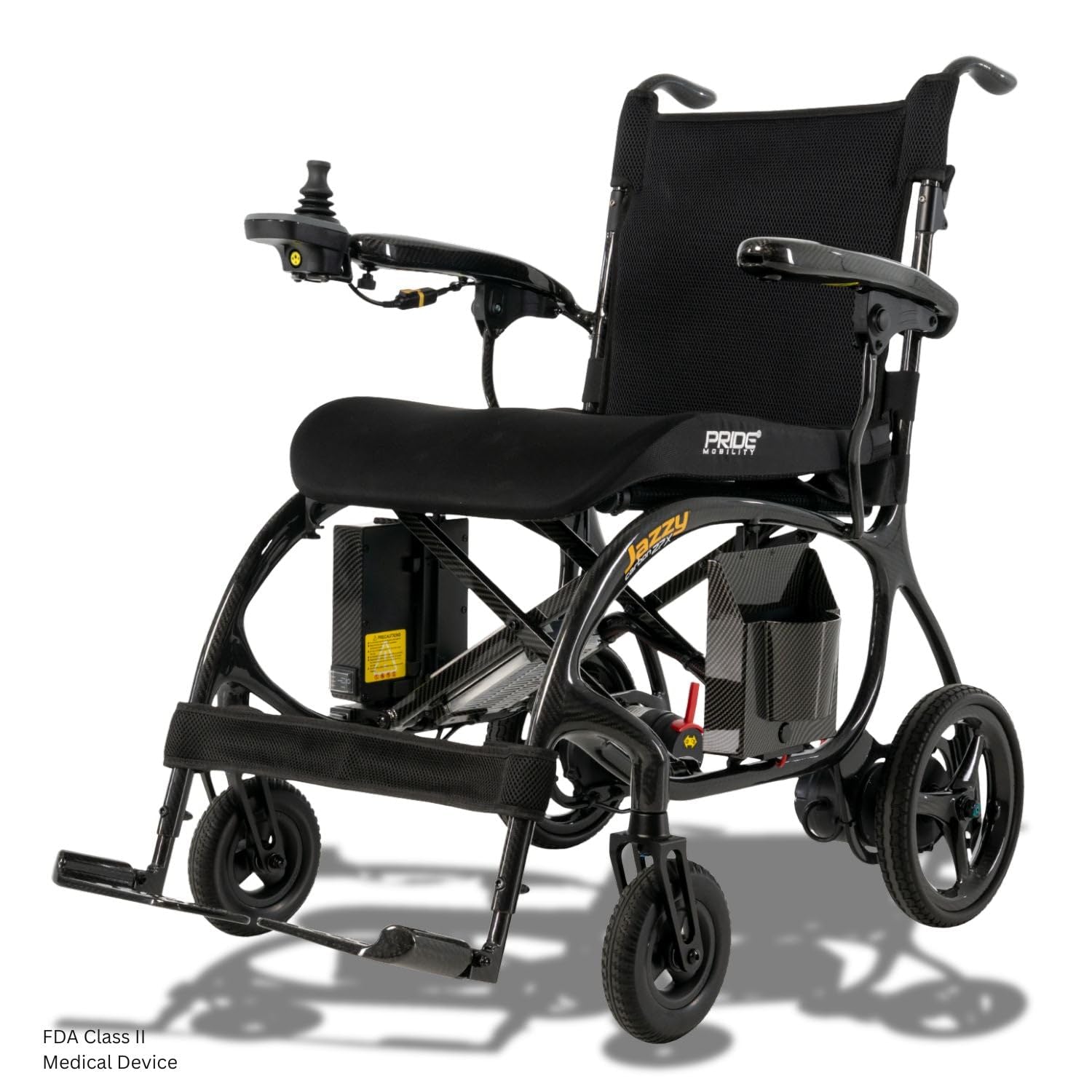 Pride Mobility Jazzy Carbon 27X Folding Travel Power Chair - 275 lb. Wt. Capacity, 3.7 mph, Lightweight Foldable Electric Wheelchair for Travel Seniors, Adults – 10Ah Airline-Approved Battery (Black)