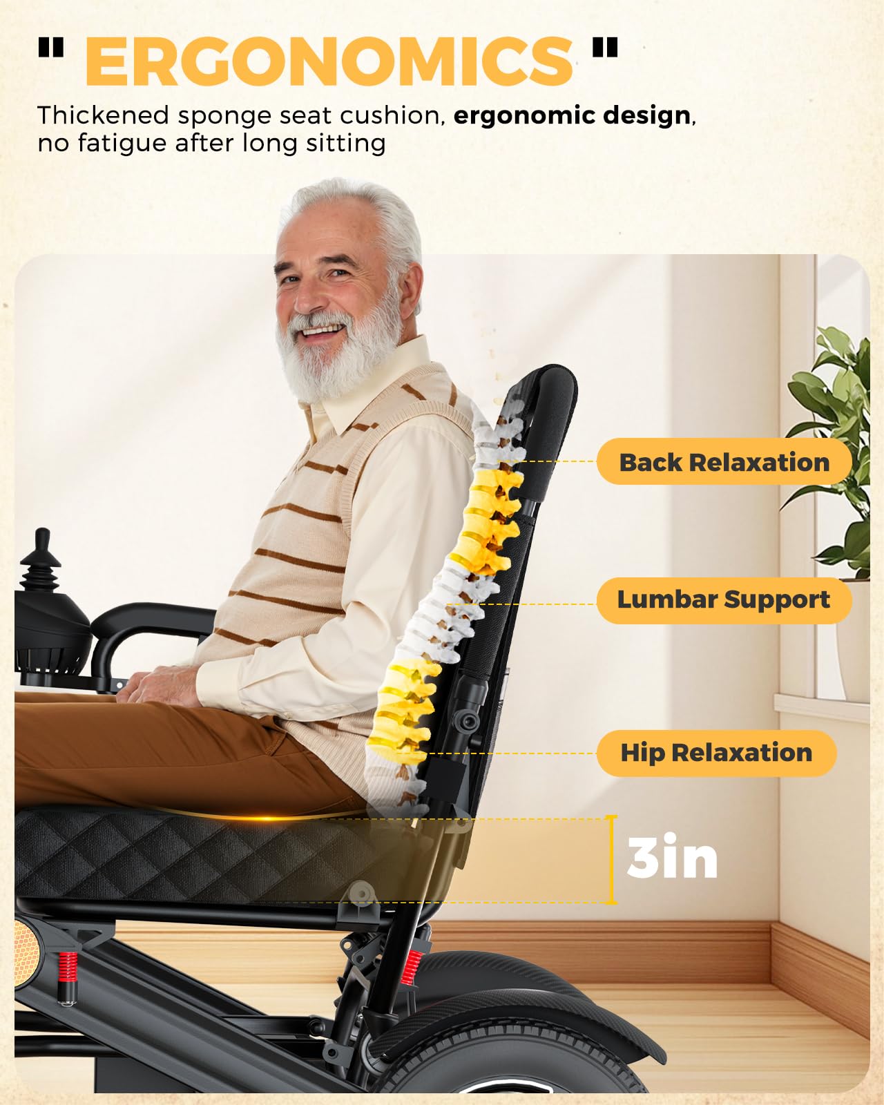 Electric Wheelchair for Adults, 25+ Miles Travel Range High Tech Electric Wheelchairs Support 350LB, 3 Seconds Folding Portable Wheelchair for Transport, All Terrain 500W Motorized Wheelchair