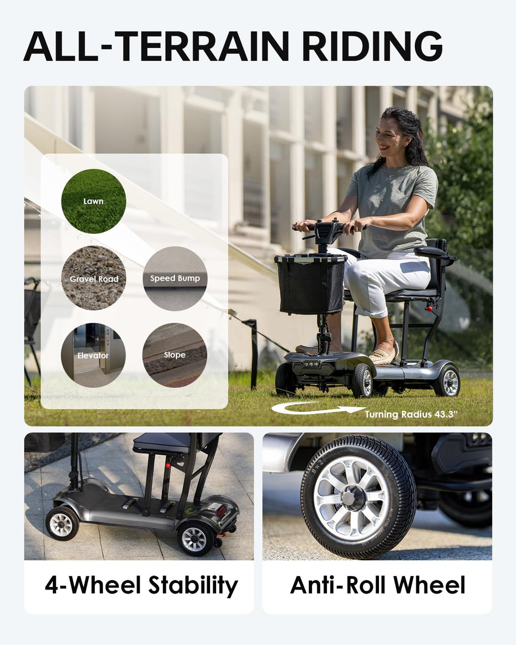 Mobility Scooter PAISEEC D3 Lightweight Mobility Scooter for Senior, 39.7 lbs Folding Mobility Scooters with 2 Batteries, All Terrain Travel Scooter up to 18.6 Miles Airline Approved Mobility Scooters