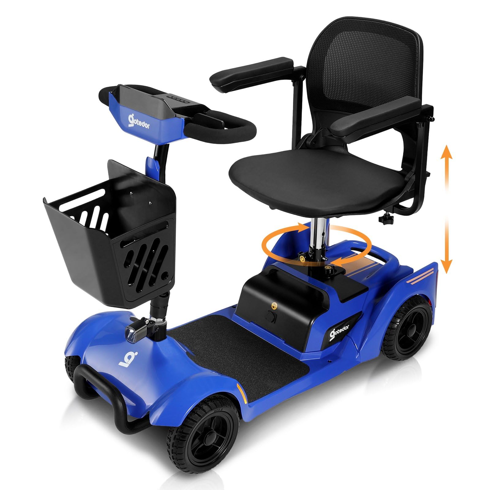 4 Wheel Mobility Scooter for Adults&Seniors, 15 Miles All-Terrain Foldable Portable Travel Electric Scooter Up to 300LBS, NFC One-Touch Unlock, Removable Battery, Rotating Seat