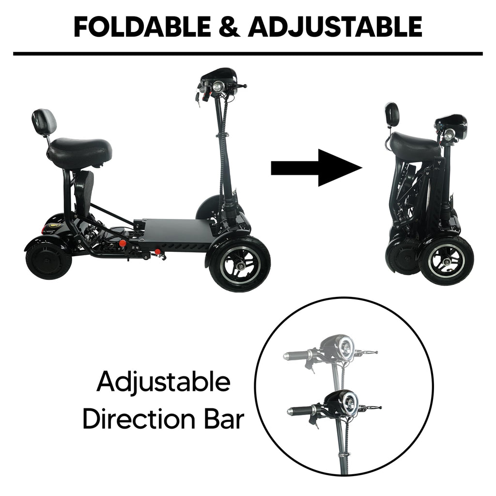 MAJESTIC BUVAN MS-3000 Electric Scooter for Adults, Foldable 4-Wheeler with 16 Miles Range, 12 mph Speed, Black, Modern Style