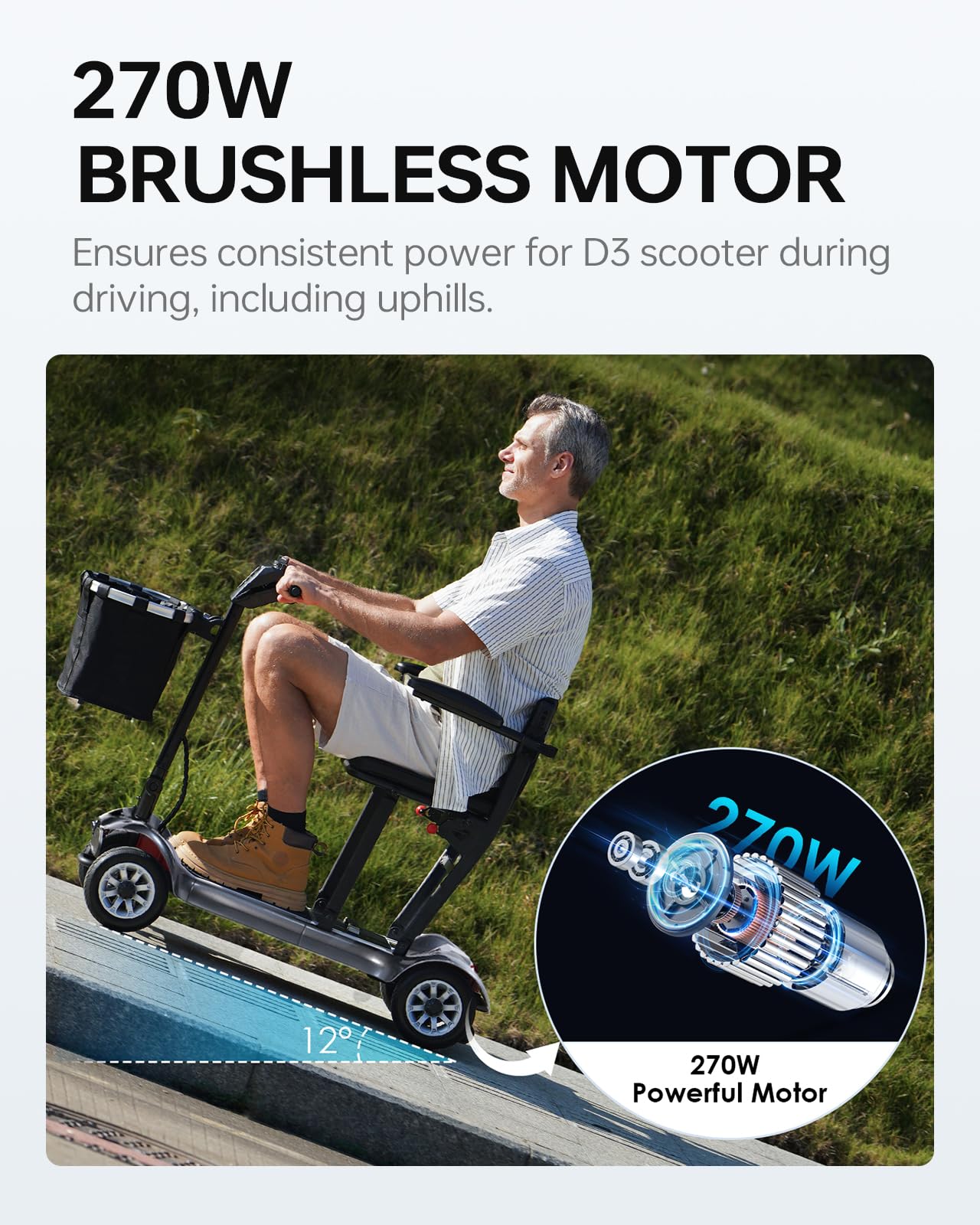 Mobility Scooter PAISEEC D3 Lightweight Mobility Scooter for Senior, 39.7 lbs Folding Mobility Scooters with 2 Batteries, All Terrain Travel Scooter up to 18.6 Miles Airline Approved Mobility Scooters