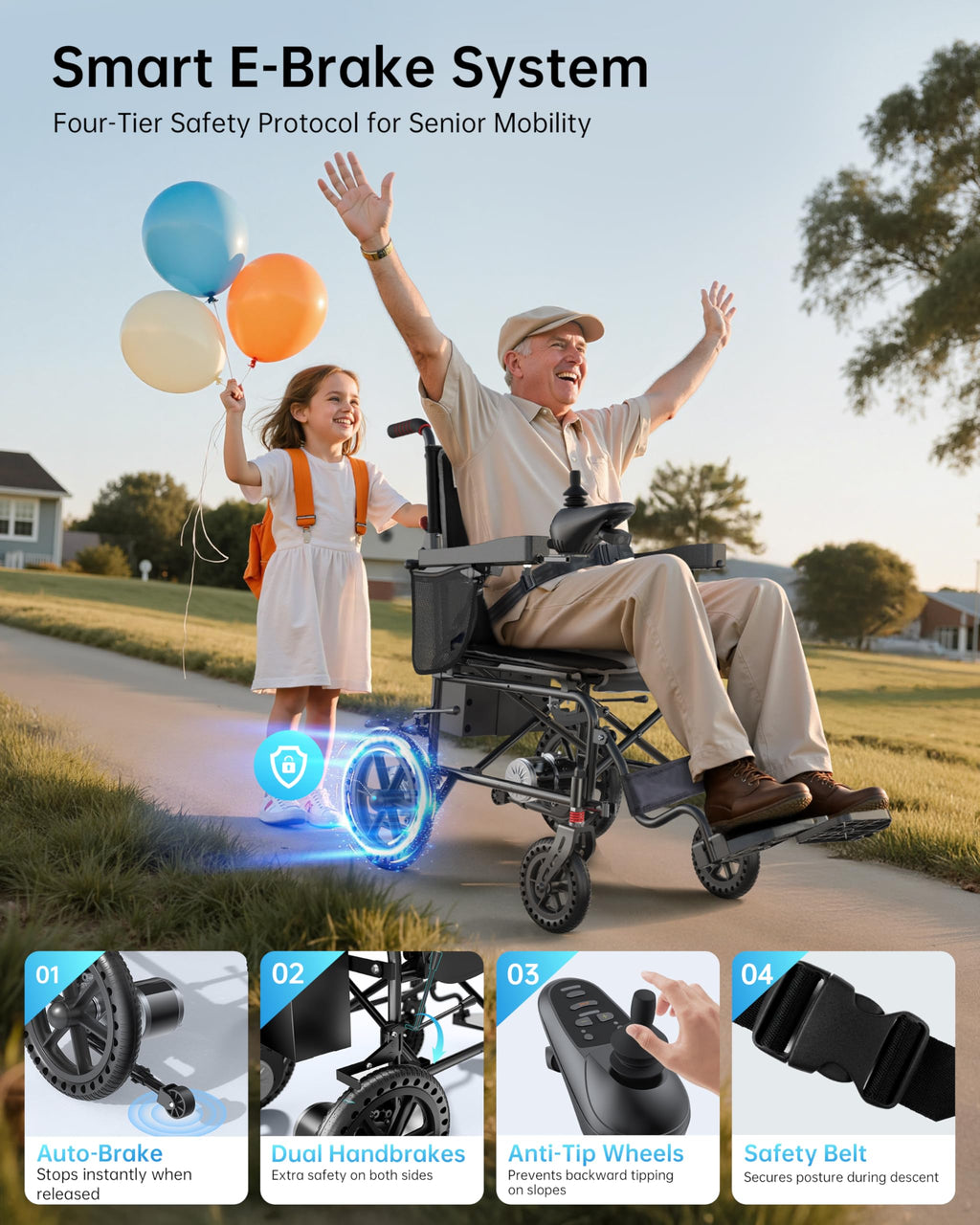 Goldseason 22" Wider Electric Wheelchairs for Adults - 15 Miles Range, 500W Foldable Lightweight Motorized Wheelchair with Large Tire, All-Terrain Power Wheelchair for Home/Outting/Travel(Blue)