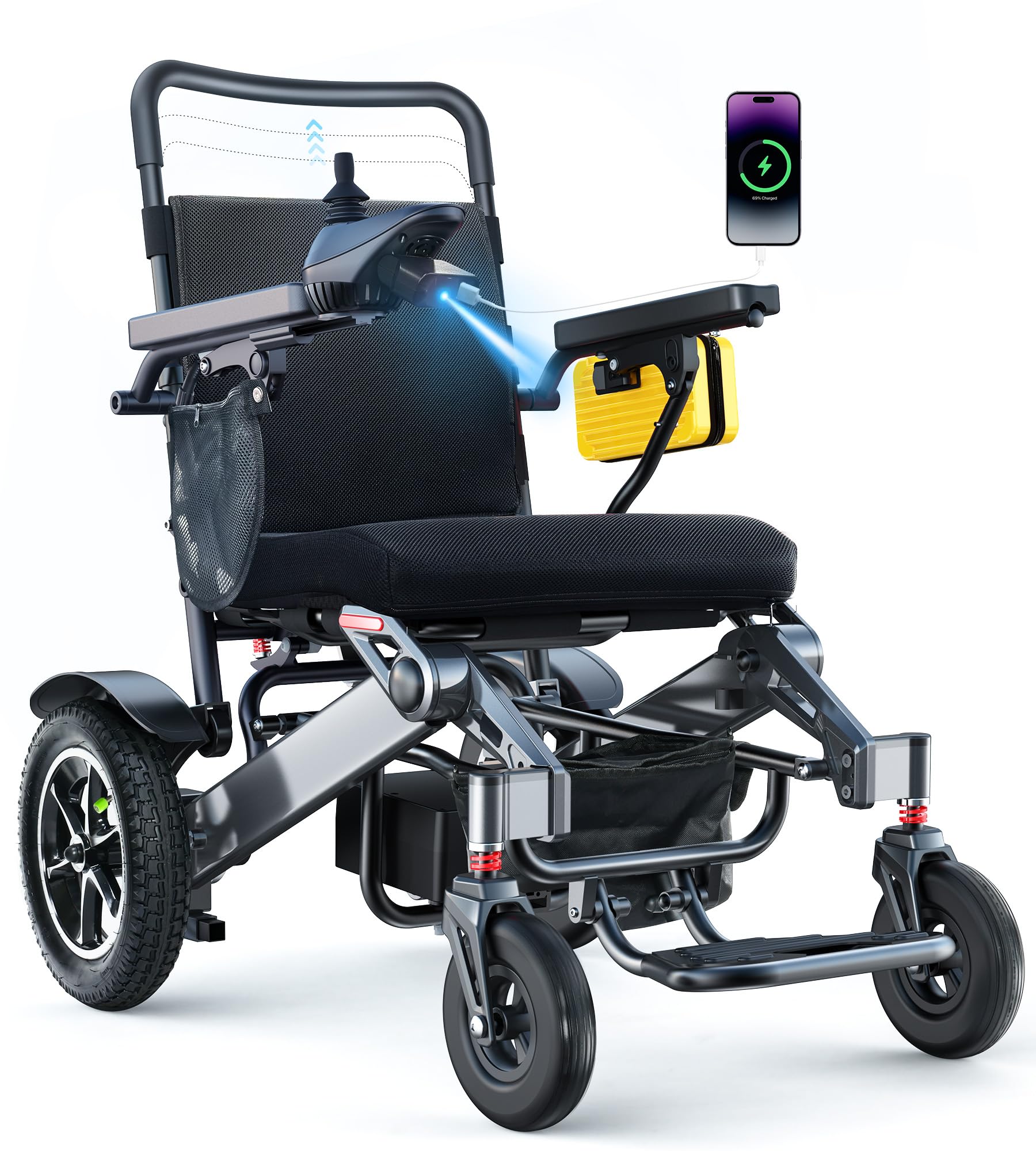 Goldseason 30 Miles Range Electric Wheelchairs for Adults - 500W Motor All Terrain Power Wheelchair with 13'' Large Tires, Support 400 lb Foldable Mobility Motorized Wheelchair for Seniors, Black
