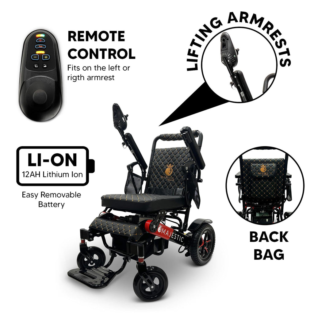 Electric Wheelchairs for Adults, Auto Folding Electric Wheelchair, 350 lbs Weight Capacity, Long Battery Range,US Based Premium Customer Support,Remote Controlled Lightweight Wheel Chair,Majestic 7000