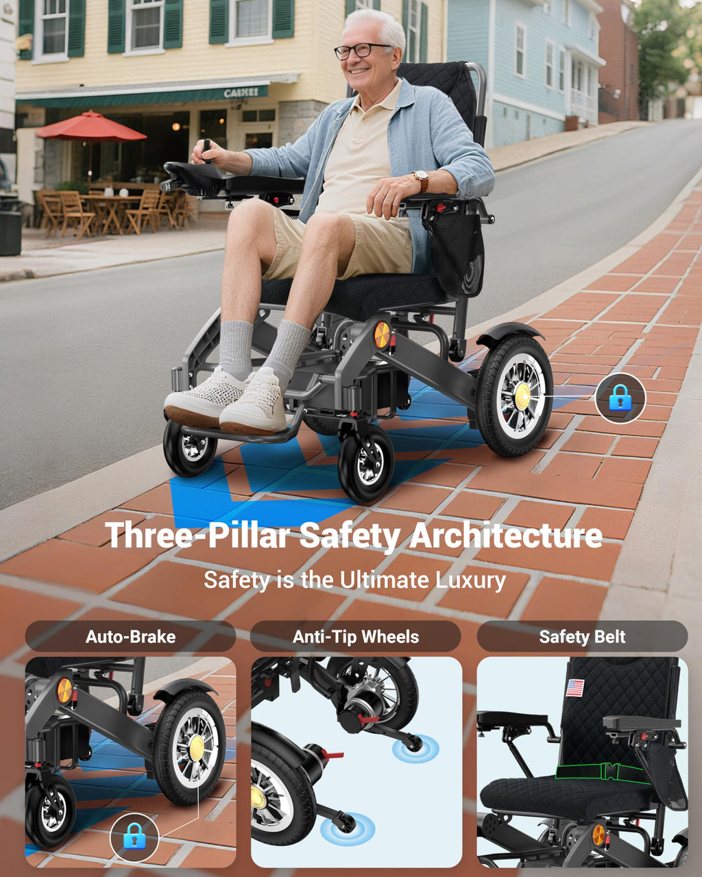 Heavy-Duty Aluminum Electric Wheelchairs for Adults - 20'' Wider Seat & 25 Miles Range, 500W Motor All Terrain Power Wheelchair with 13'' Large Tires, 400 lb Capacity Foldable Motorized Wheelchair