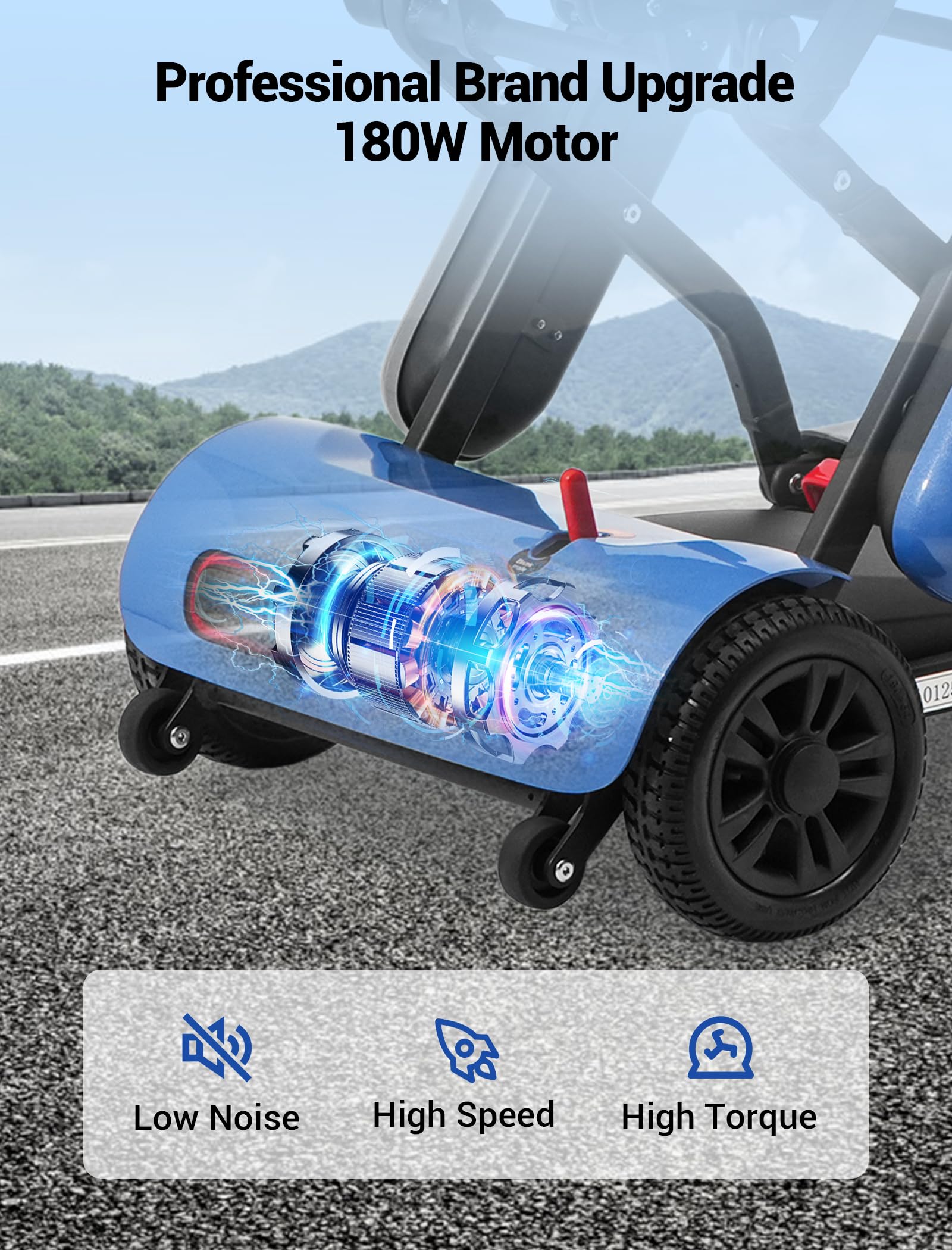 Aotedor Mobility Scooter for Seniors, 3 Batteries 18 Miles Long Range Mobility Scooter for Adults 46lb Lightweight Folding Electric Portable Scooter with Detachable Basket All-Terrain Airline Approved