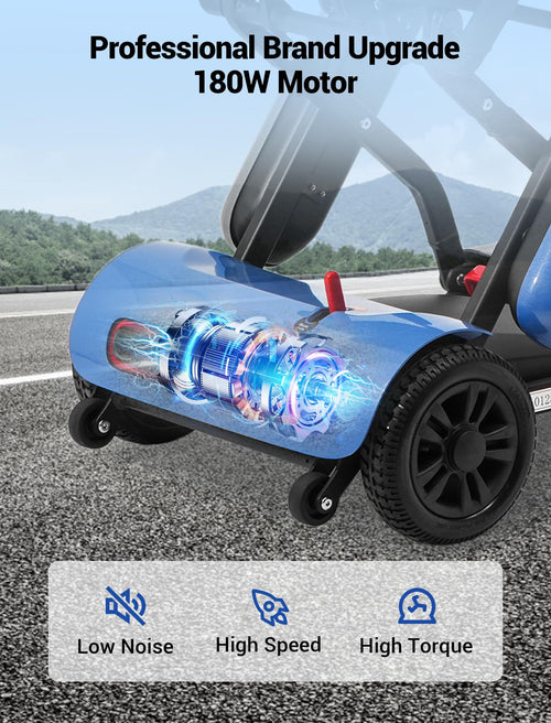 Aotedor Mobility Scooter for Seniors, 3 Batteries 18 Miles Long Range Mobility Scooter for Adults 46lb Lightweight Folding Electric Portable Scooter with Detachable Basket All-Terrain Airline Approved