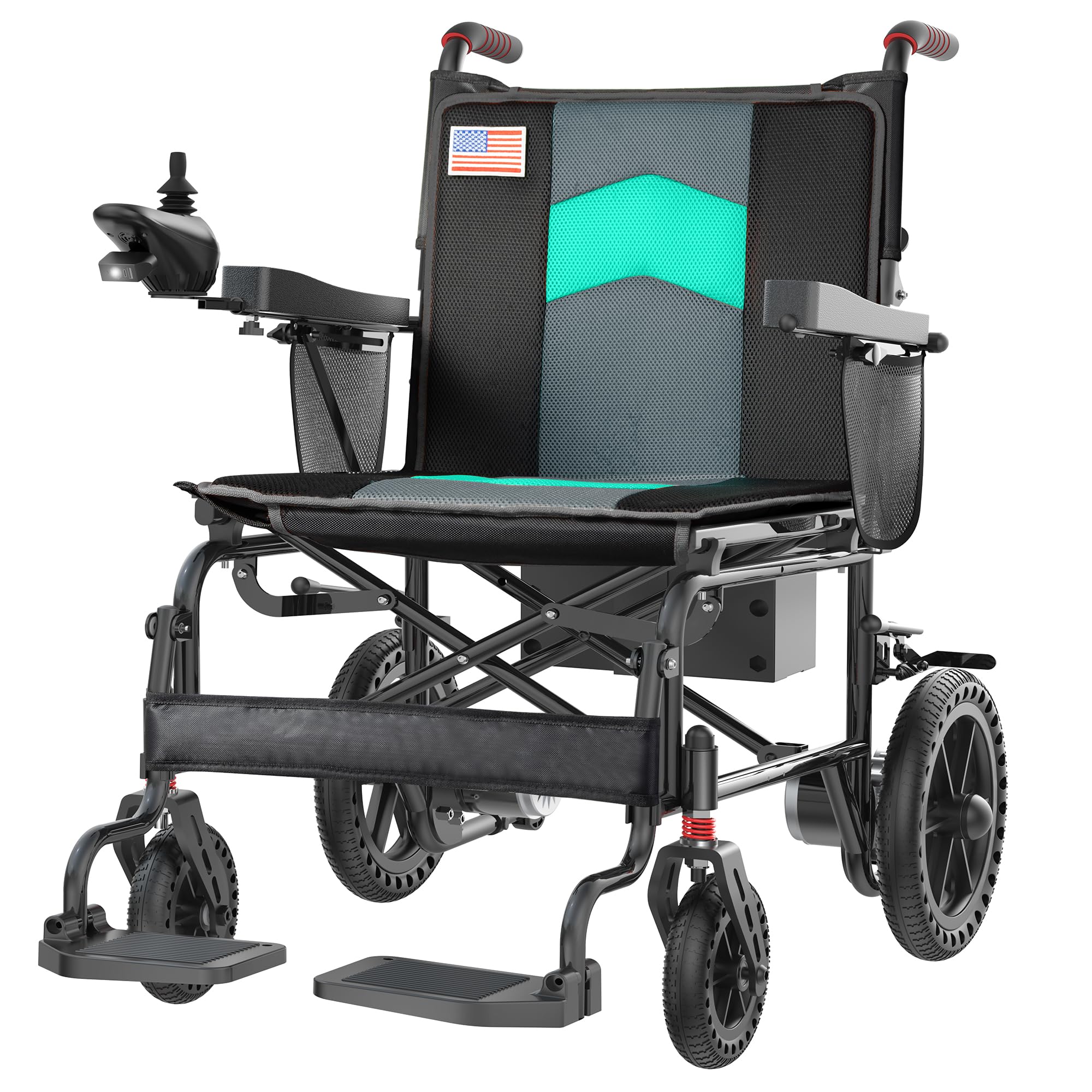 Goldseason 22" Wider Electric Wheelchairs for Adults - 15 Miles Range, 500W Foldable Lightweight Motorized Wheelchair with Large Tire, All-Terrain Power Wheelchair for Home/Outting/Travel(Blue)