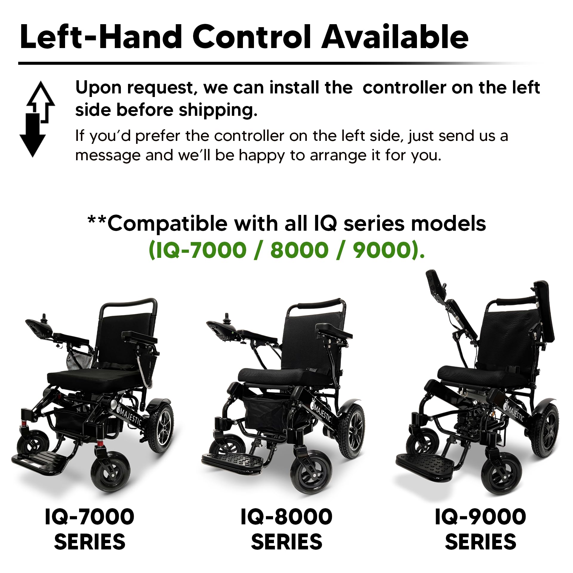 Auto Reclining Electric Wheelchair, 350 lbs Weight Capacity, 19 Miles Battery Range, Electric Wheelchairs for Adults, US Based Support, Remote Controlled Lightweight Wheel Chair, IQ-9000 by Majestic