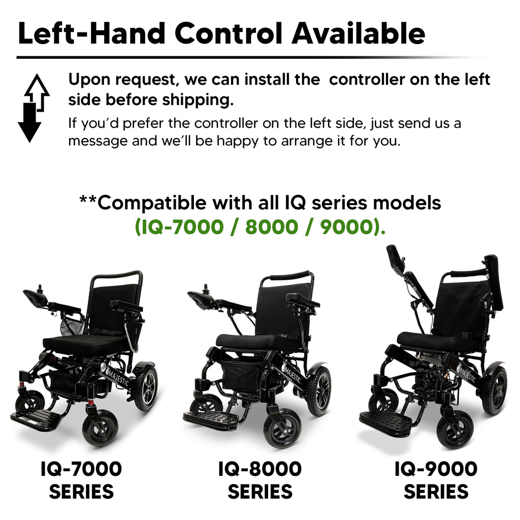330 lbs Weight Capacity, Long Battery Range, Electric Wheelchairs for Adults, US Based Premium Customer Support, Remote Controlled Lightweight Wheel Chair for Seniors, IQ-8000 by Majestic
